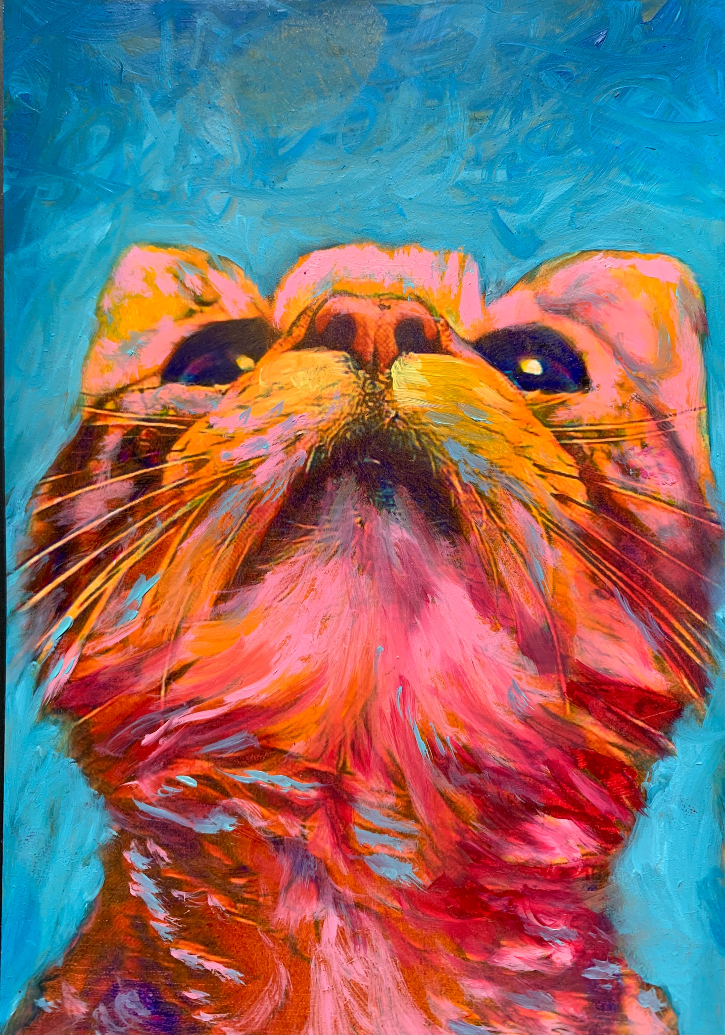 "Heavenly Kitty" Oil on photo 4" x 6"