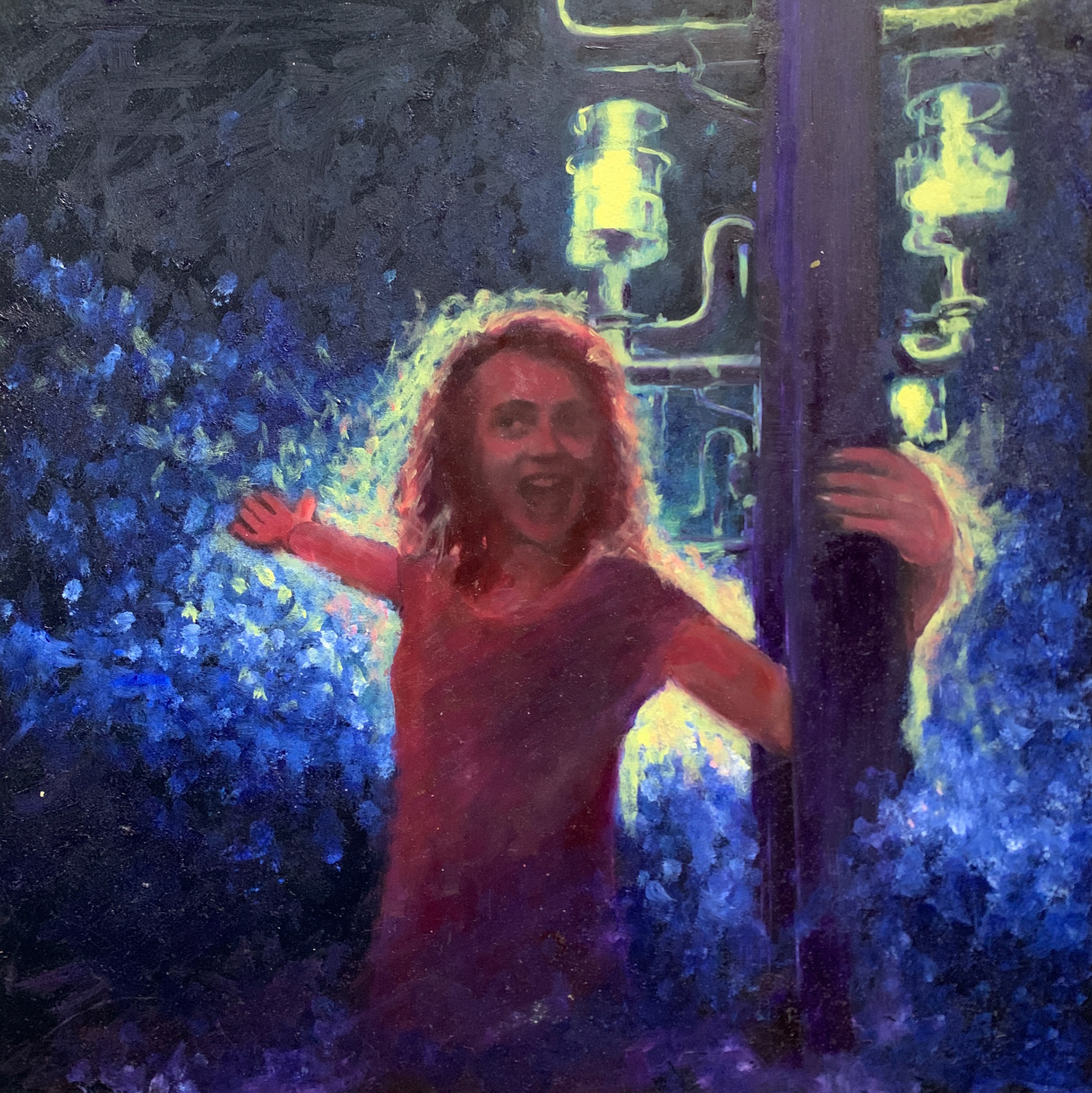 "Midnight in Florida" Oil on photo 10" x 10"