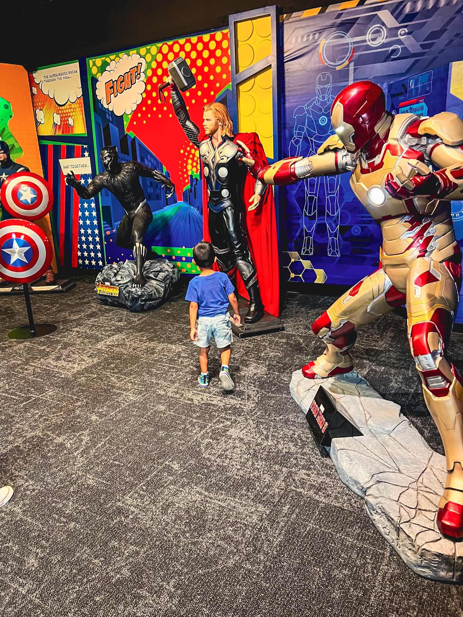 Super heros at Louis Tussaud's Palace of Wax