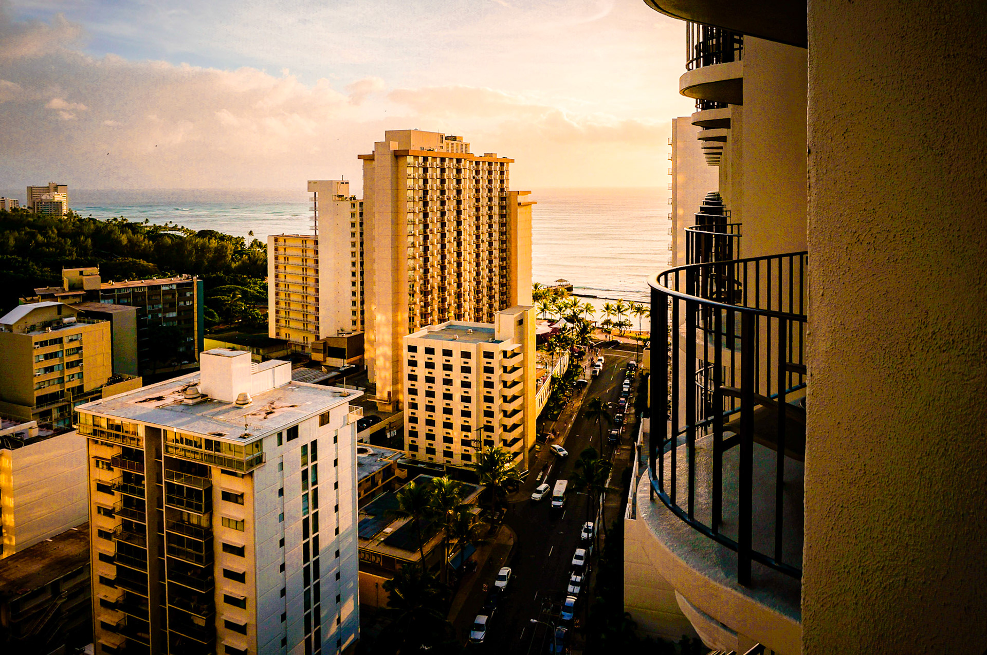 Ocean view from our hotel balcony