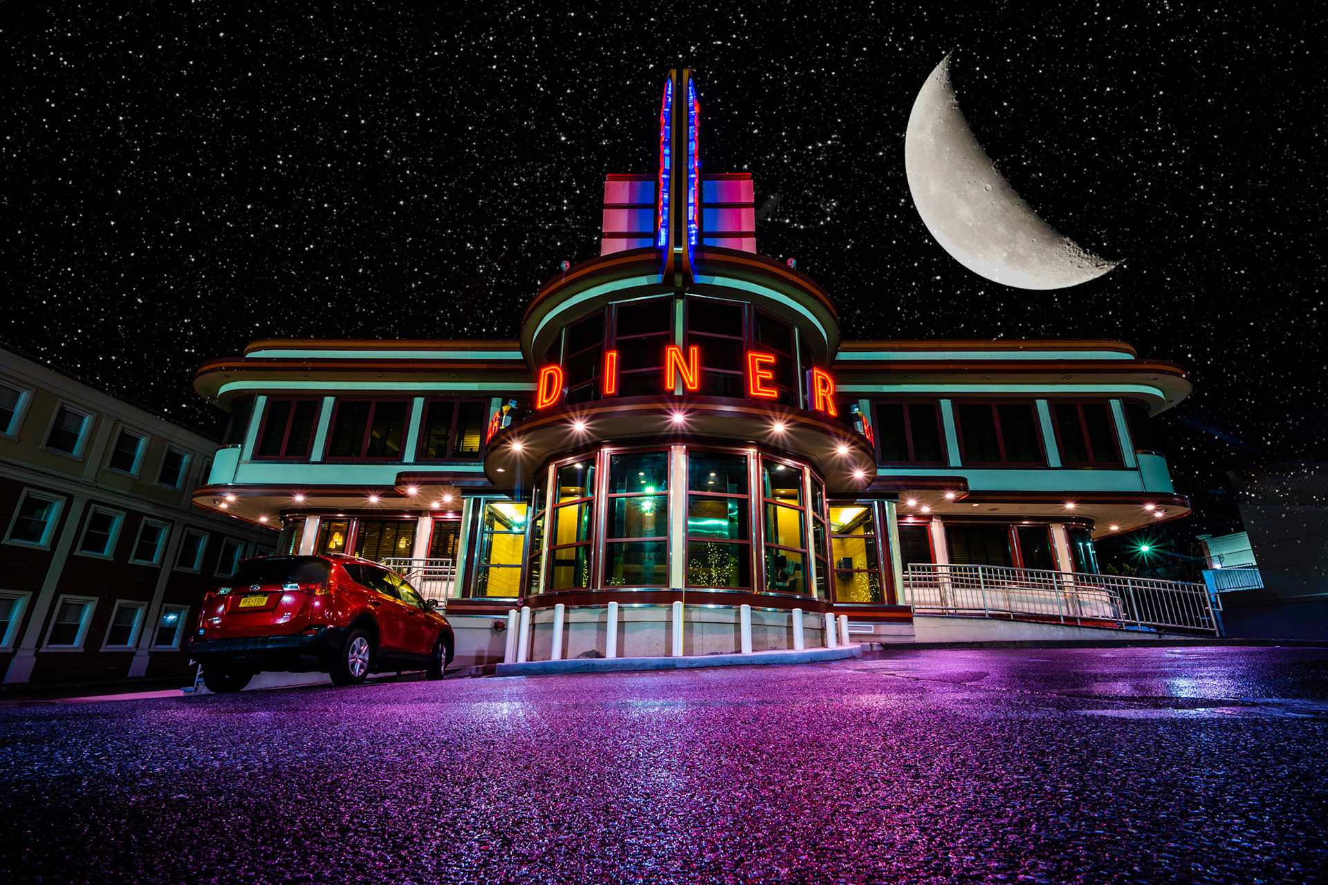 There's something about gathering in a diner...that is as American as the apple pie that we serve.The Landmark Diner has been part of the community for more than 45 years providing great food and customer service to local businesspeople, neighborhood families and weary travelers. We take being a good neighbor seriously, which is why we have constructed our new home and revamped our menu with sustainability in mind.The new Landmark was outfitted with the most advanced energy efficient heating and cooling system and compact fluorescent lighting available. Using a state of the art water filtration system not only makes your water safer to drink but ensures that our coffee taste clean and fresh every brew. Also, water is brought to your table upon request to cut waste. Everything from the tables to the dishes is maintained with eco-friendly cleaning products and our recycling program is second to none.We recognize that taking care of the environment is everyone's responsibility and we're just doing our part. But insuring our guests receive the best for their money is our sole responsibility and mission. That's why every chicken and burger item on our menu is guaranteed to be all natural and free of hormones and antibiotics.  No other diner can make that claim and no one goes as far as we do to stand by it.This commitment to the environment and our customers is our way of saying thanks for resting your feet under our tables for the past 27 years and being great friends and neighbors.Your Hosts,John, Thomas and LouisHere is another from the Neon at Night Series. Made with @platypod.f you like what you see Follow Me Prints and Images available#NotYourAvgPhotoJoe#goandcapturethelight#inspiration#news12li#newsday#locallongisland#longisland#discoverlongisland #longislandleasure#lislandstrong #exploreliny #longislandfeatures#longislandproshots #li_fan_page#beyondlongisland#longislandsights#sonyimages#SonyA7iii#TopazLabs#platypod#kelbyonepics