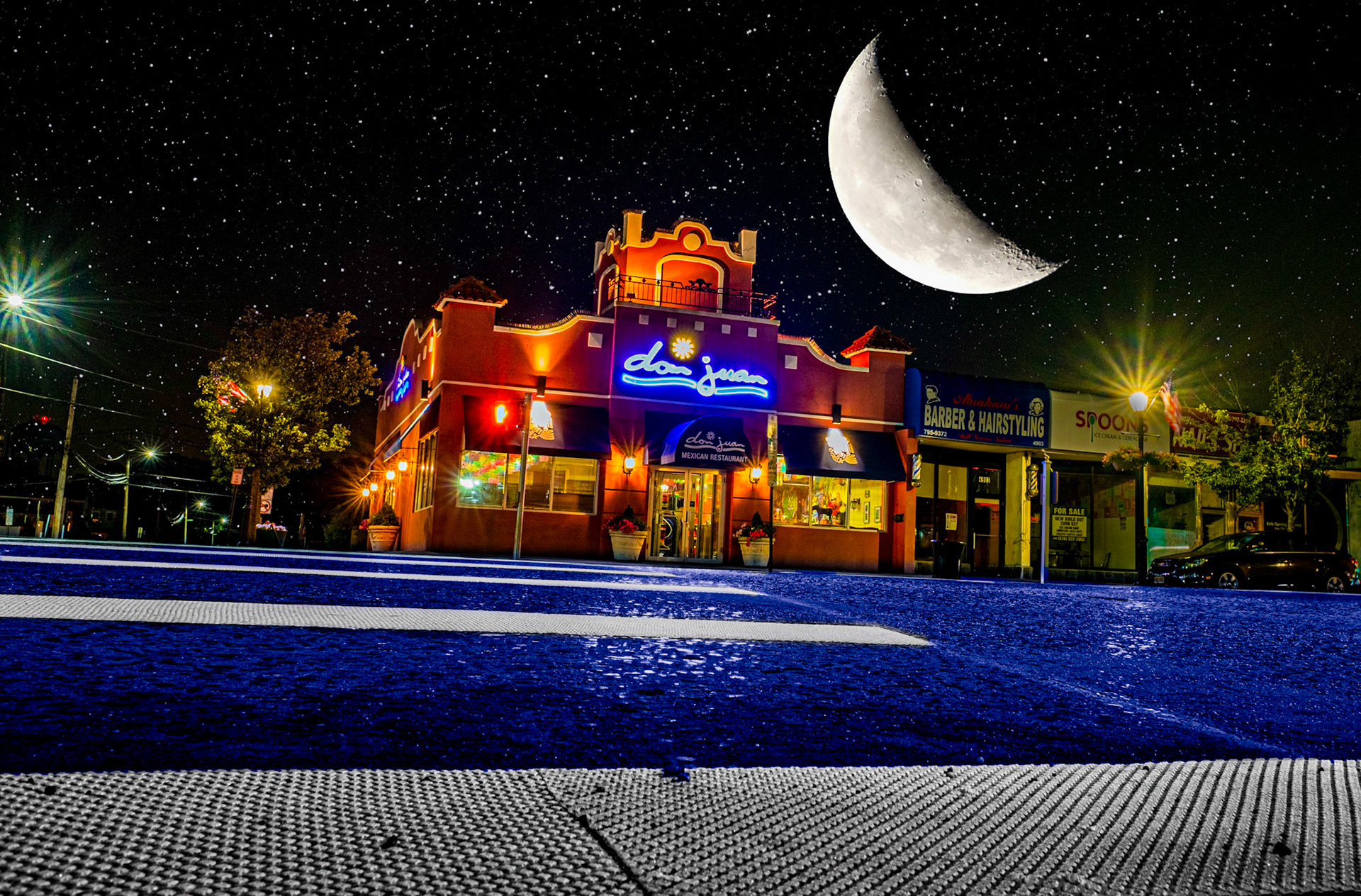 One Block east of Smokin' Als is Don Juan Mexican Restaurant had this one on the list for a while also. Same problem here with lots of cars wizzing by. This one took a little longer cause I got some unexpected fast moving Police cars with Lights and Sirens going by. Shot with a Fuji X70, F16, ISO 100 A Priority. Moon and Stars added in PS. Painted the street blue for color harmony.If You Like What You See Please Follow Me!Prints and Images available#NotYourAvgPhotoJoe#NeonAtNight@notyouravgjoe@notyouravgjoe.neon#mexicanfood #tacos #foodie #comidamexicana #mexico #instafood #mexican #guacamole #burritos #foodstagram #nachos #mexicanrestaurant #foodlover #mexicancuisine #taco #tacotuesday  #losangeles #quesadillas #comida #foodies #burrito #foodgasm