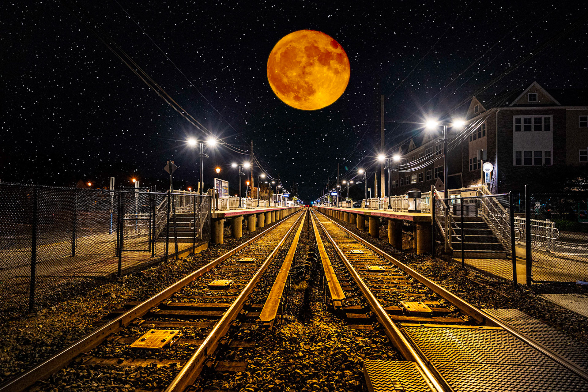 Waiting for a train. While there is a lot of activity at the Farmingdale Train Station #LIRRthere was this brief moment of quiet and solitude.  No one on the station, no cars driving over the crossing, no trains blowing horns (or running me over, thank goodness)I thought the photo lended itself to my signature stars and moon treatment and this is what came out.  Love to hear comments below!  Thanks for looking!If You Like What You See Please Follow Me!Prints and Images available#NotYourAvgPhotoJoeAlso Follow @notyouravgjoe#trains #train #railways #railway #trainspotting #rail #railroad #railfan #locomotive #rails #trainspotter #travel #trainstagram #railfans #instagram #benching #benchingtrains #railfanning