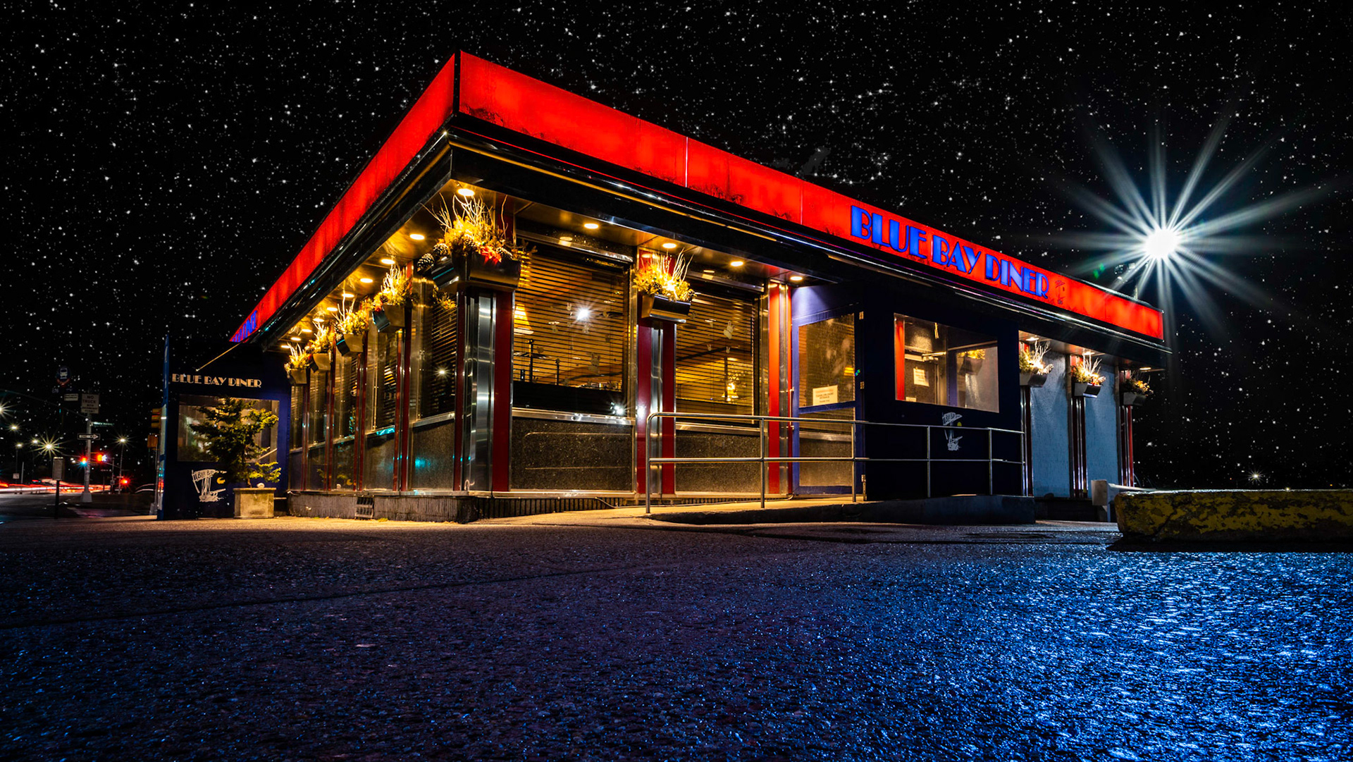 #dinerhunting in the drizzling rain... Glad I did.  Just look at this place!  WOW!There is so much more to a photo when the ground is wet.  May have to invest in a water truck!The Blue Bay Diner in Flushing NY is located at 5850 Francis Lewis Blvd.If You Like What You See Please Follow Me!Prints and Images available#NotYourAvgPhotoJoeAlso Follow @notyouravgjoe#MadeWithPlatypod#Newyork_bestshots#Likenewyorkcity #empirestate#newyorkers#just_features#newyorkphoto#ilovenewyork#pictures_of_newyork#newyorklife#newyorkview#newyork_instagram#newyorkstreets#instagram#instalike#thecity_life#loves_nyc#nyc #ny#newyork_ig#cityscapes#citypicz