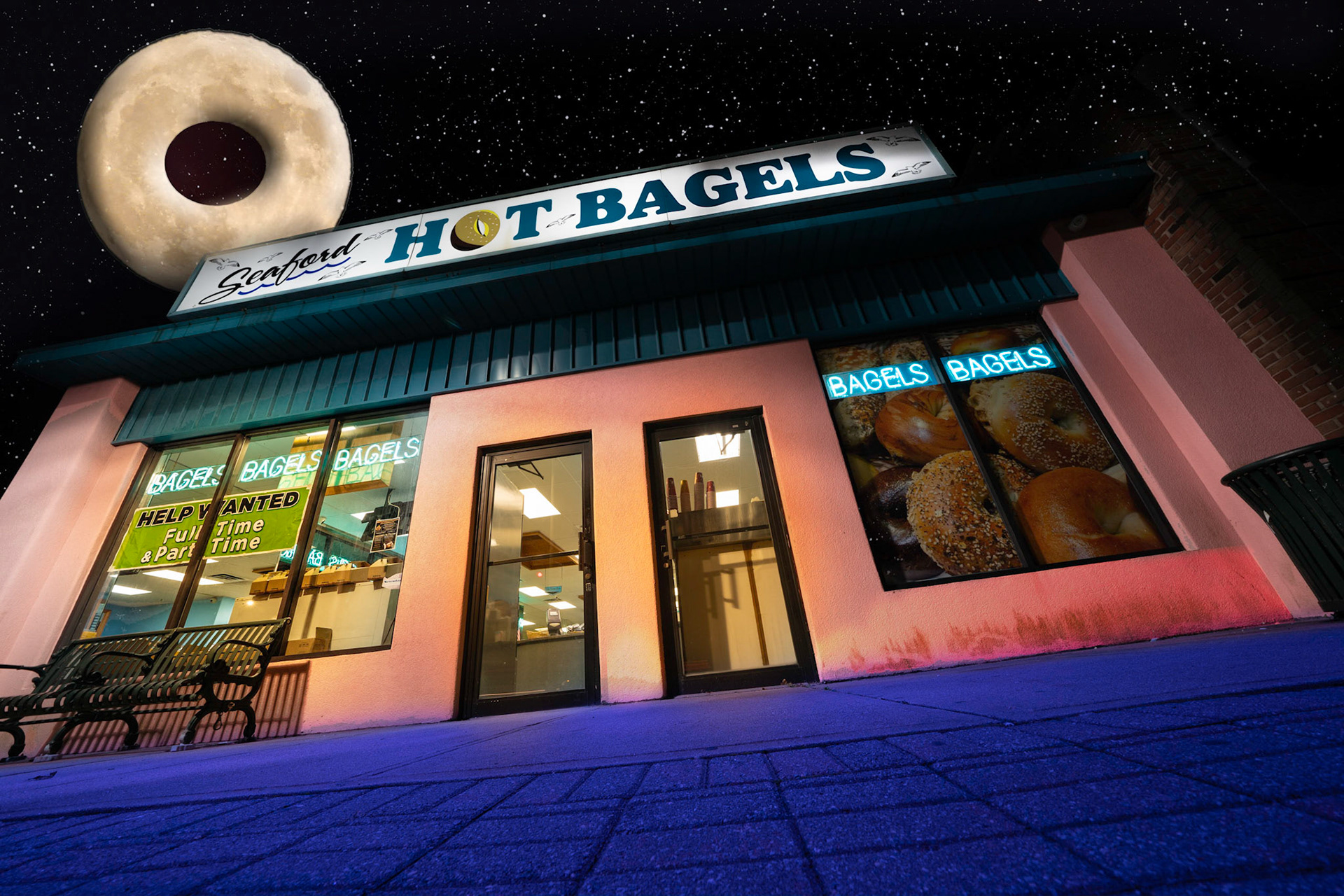 What a strange phenomenon at Seaford Bagels!  The moon appears to have a hole in it LOL!3970 Merrick RoadSeaford, New YorkIn business over 25 years.  This was my Dad’s Favorite Bagel store when he was alive.If You Like What You See Please Follow Me!#NotYourAvgPhotoJoeFollow @notyouravgjoeFollow @notyouravgjoe.neon#MadeWithPlatypodAll Right ReservedAll Images © Joe Pellicone, Images may be shared on social media with credit. For information about Prints or Commercial use of these images, please message me or email NotYourAvgPhotoJoe@gmail.com#bagel #breakfast #bagels #foodie #foodporn #coffee #food #brunch #bagelsandwich #smokedsalmon #instafood #sandwiches #lunch #sandwichescatering #sandwich #creamcheese #newyork #catering #bakery #minibagel #minichallah #officebuffet #buffet #platterstoshare #unique #seafordbagels@SeafordBagels@Platypod