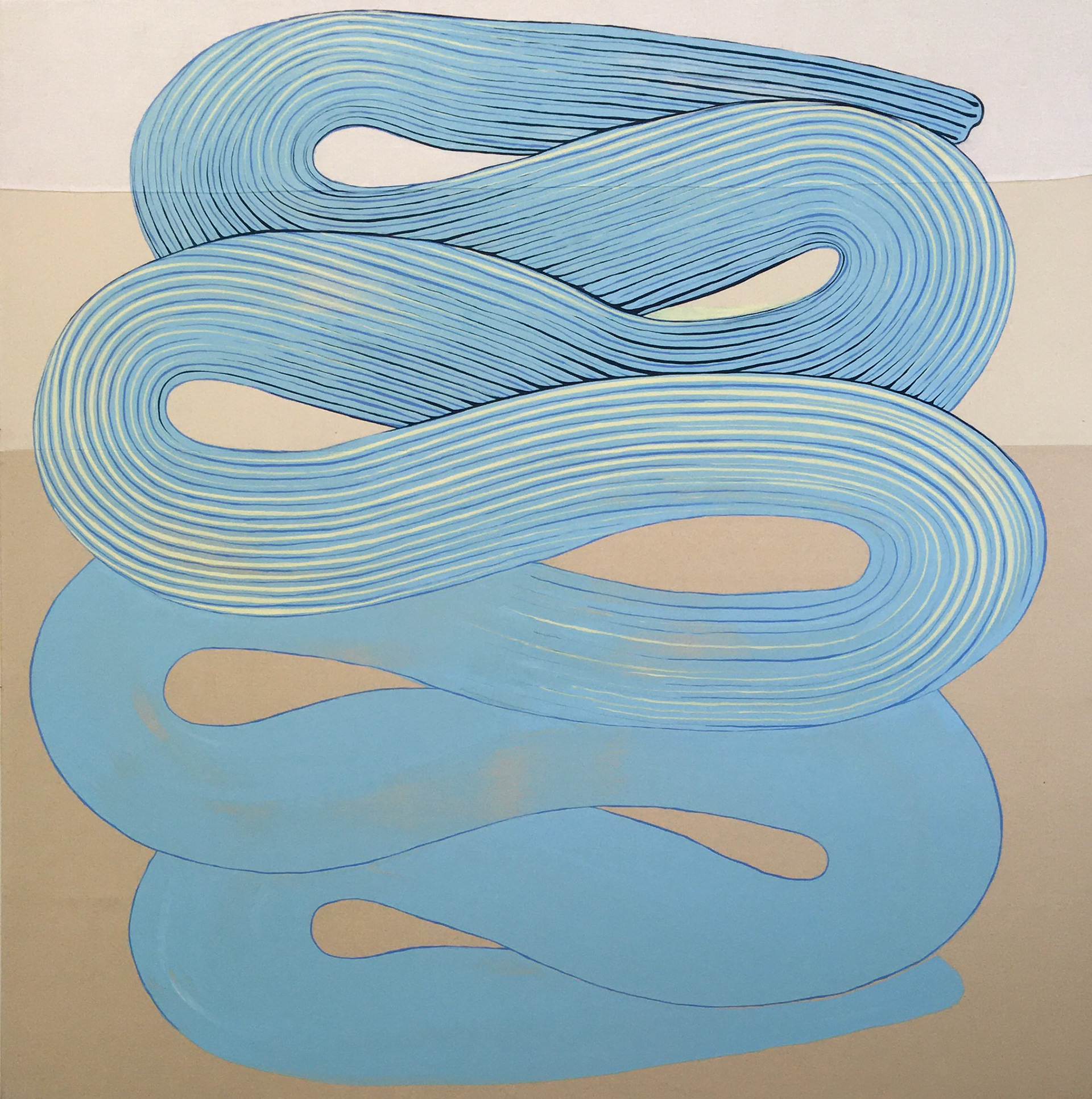 DiPaola. Blue Wave, 2021, Acrylic on raw linen and canvas 170 x 170 cm