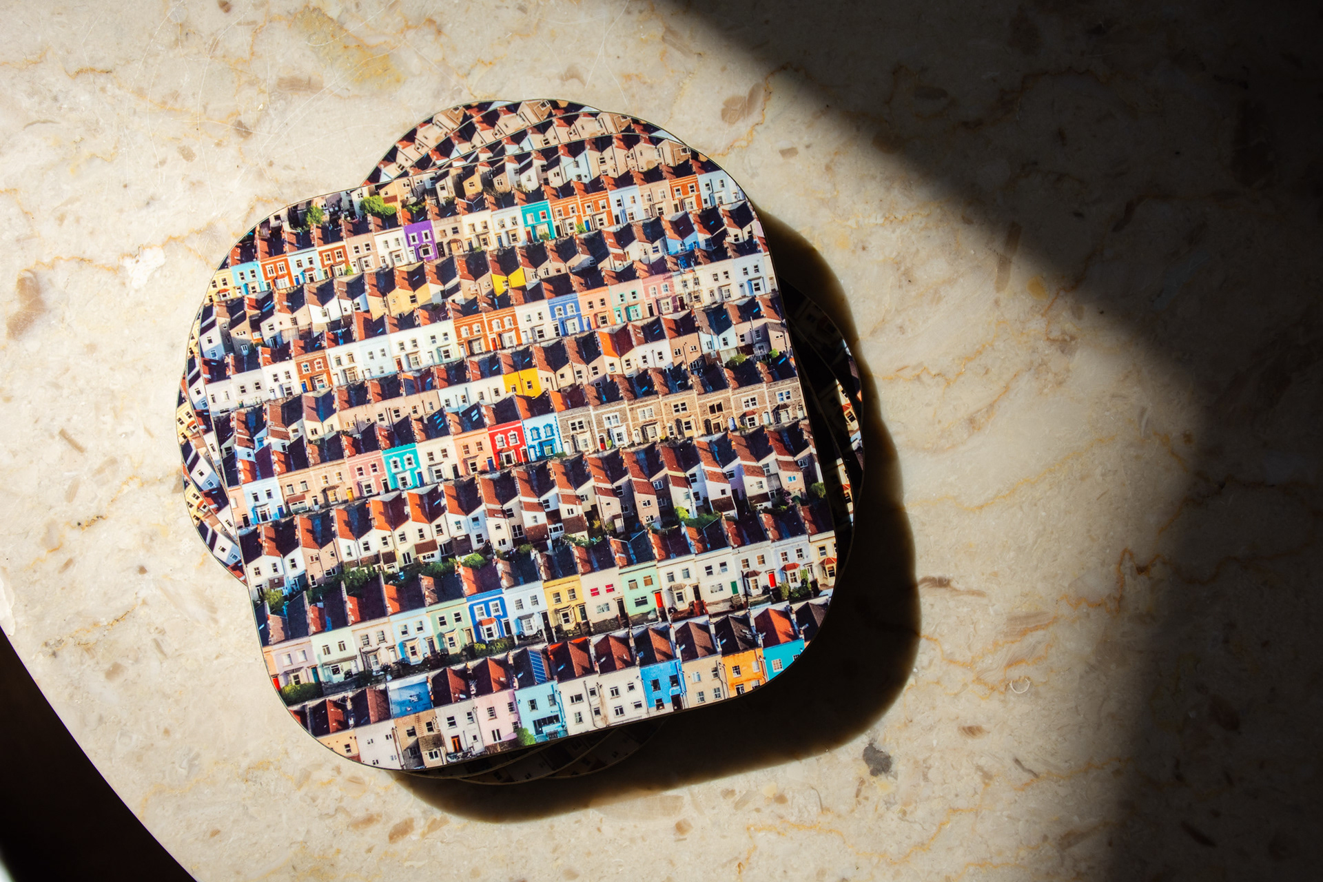Totterdown Houses - colourful coaster set