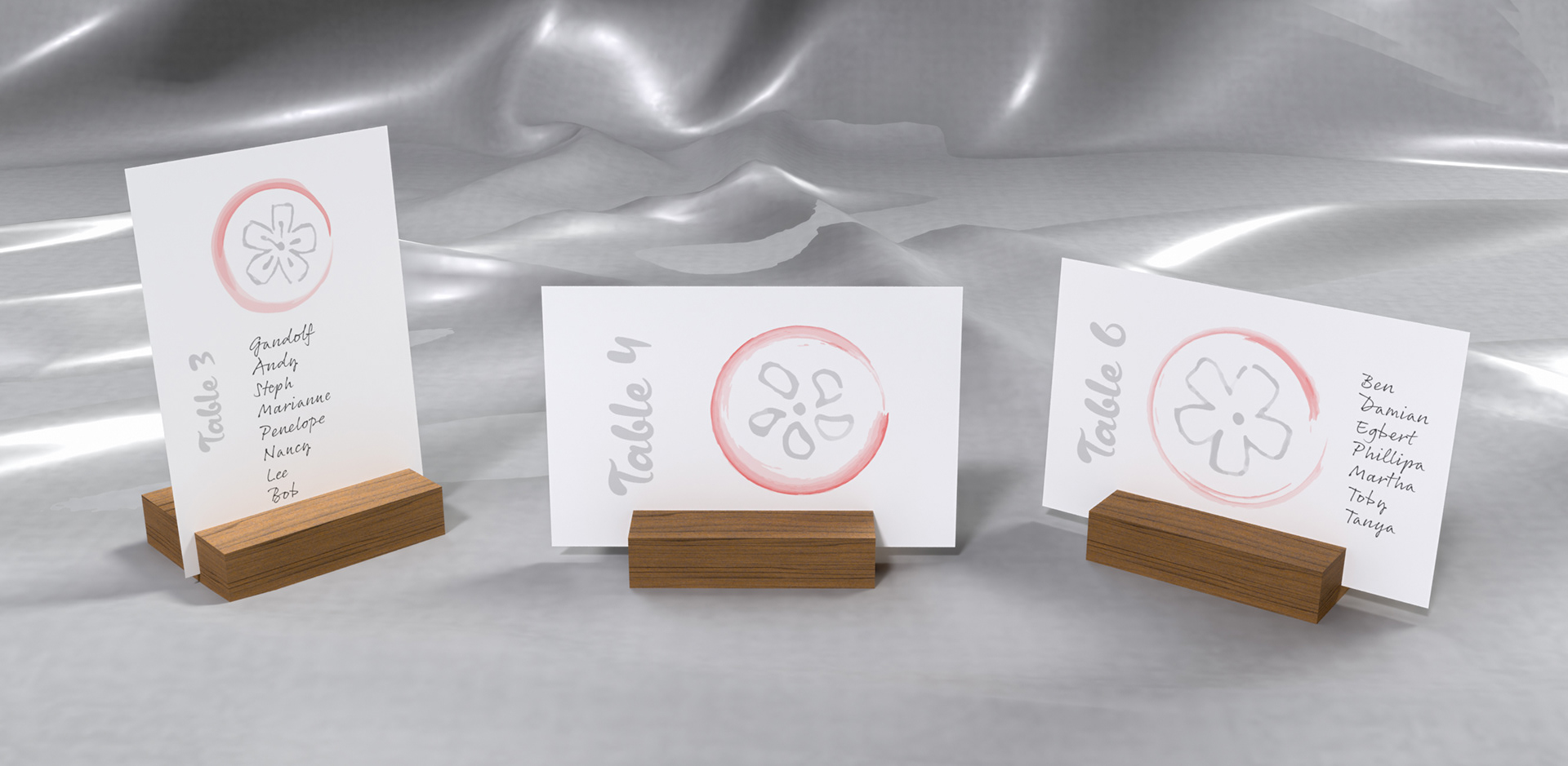 Table seating postcards