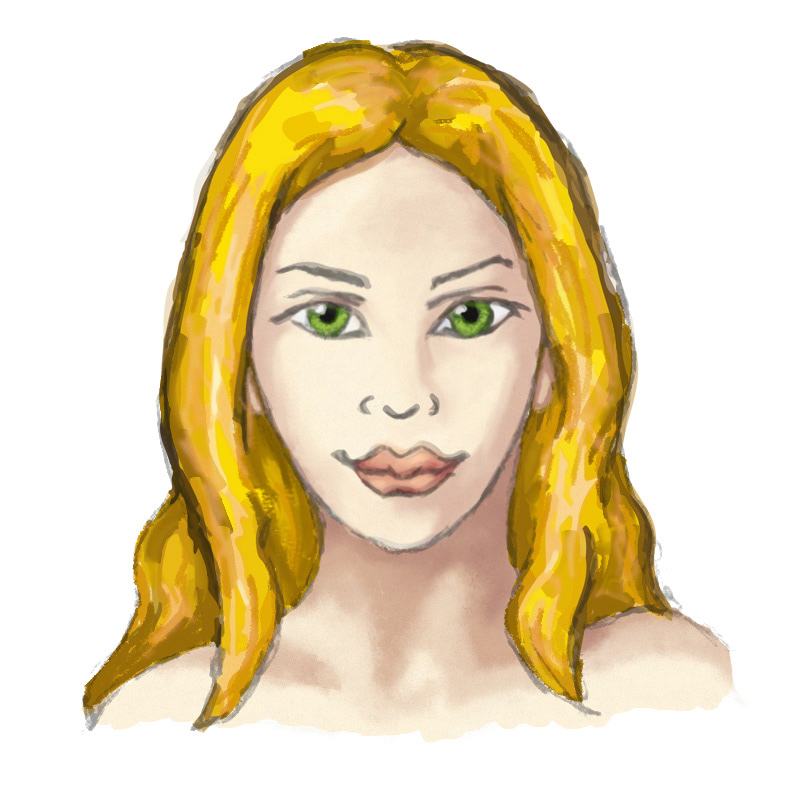 In 2018, I went back to the drawing, altered the colour and reduced her eye size