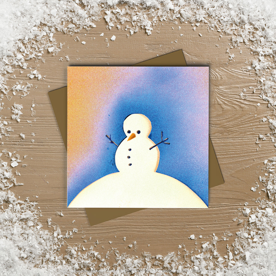 Cute snowman with sprayed background