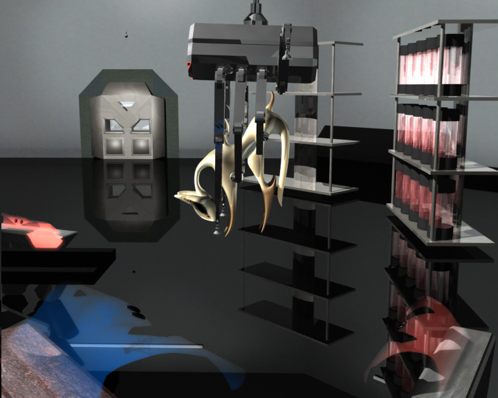 Subject C hanging in the laboratory