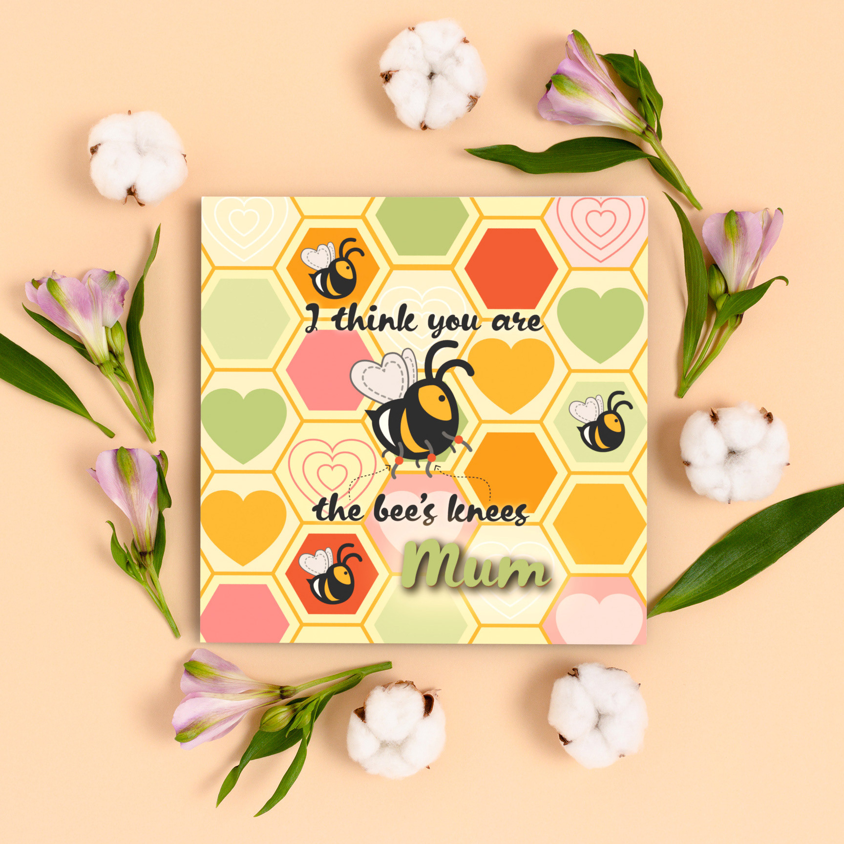 Colourful, cute bee card