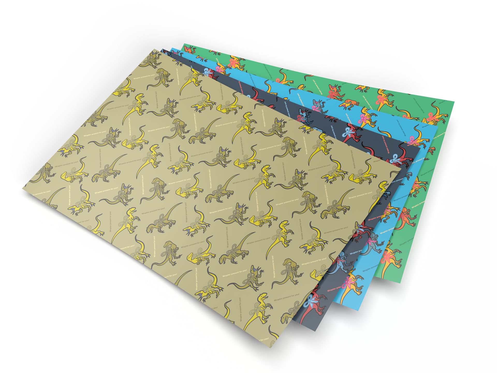 Dinosaur wrap in four colours