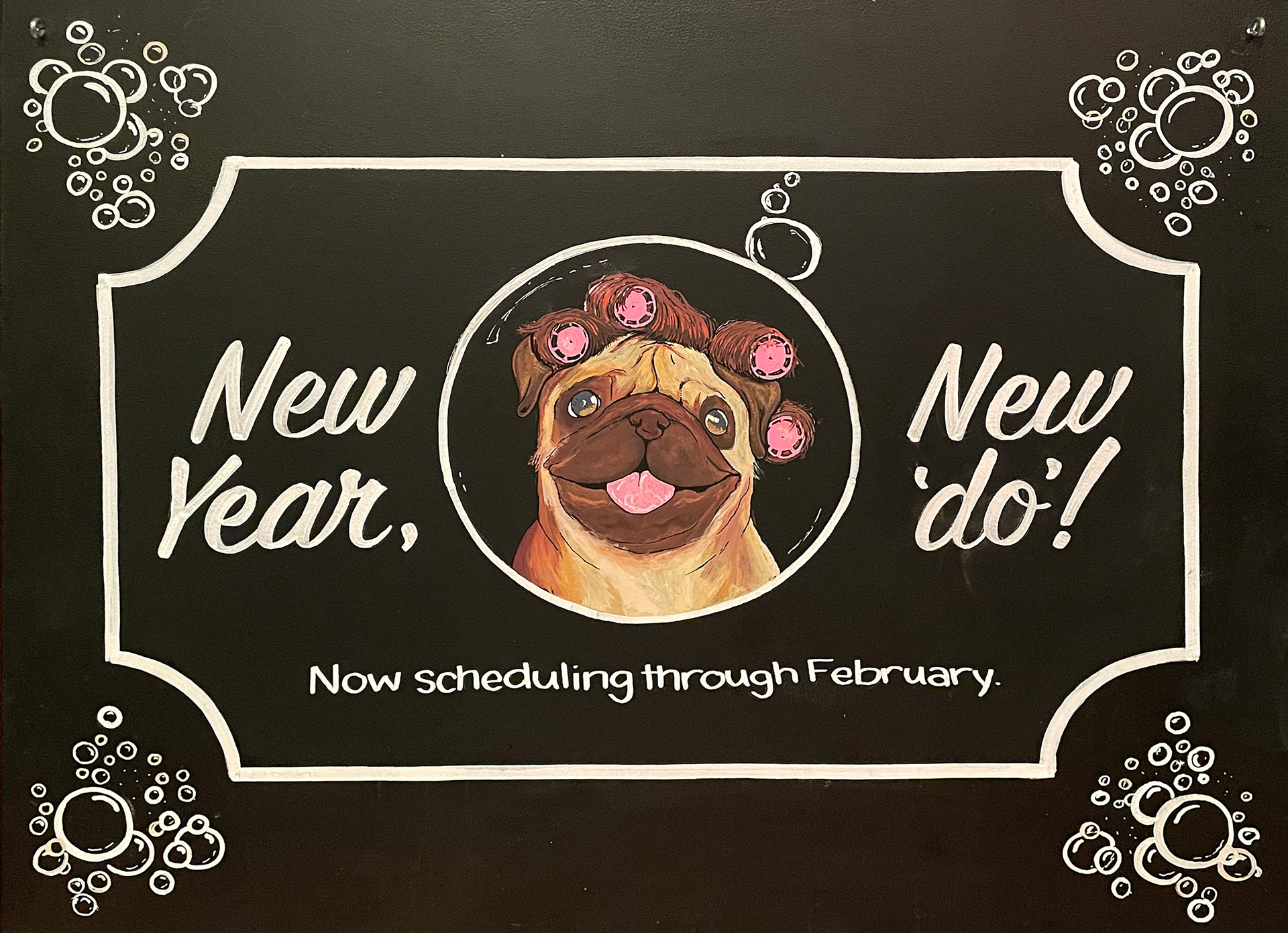 hand drawn, custom chalkboard illustration