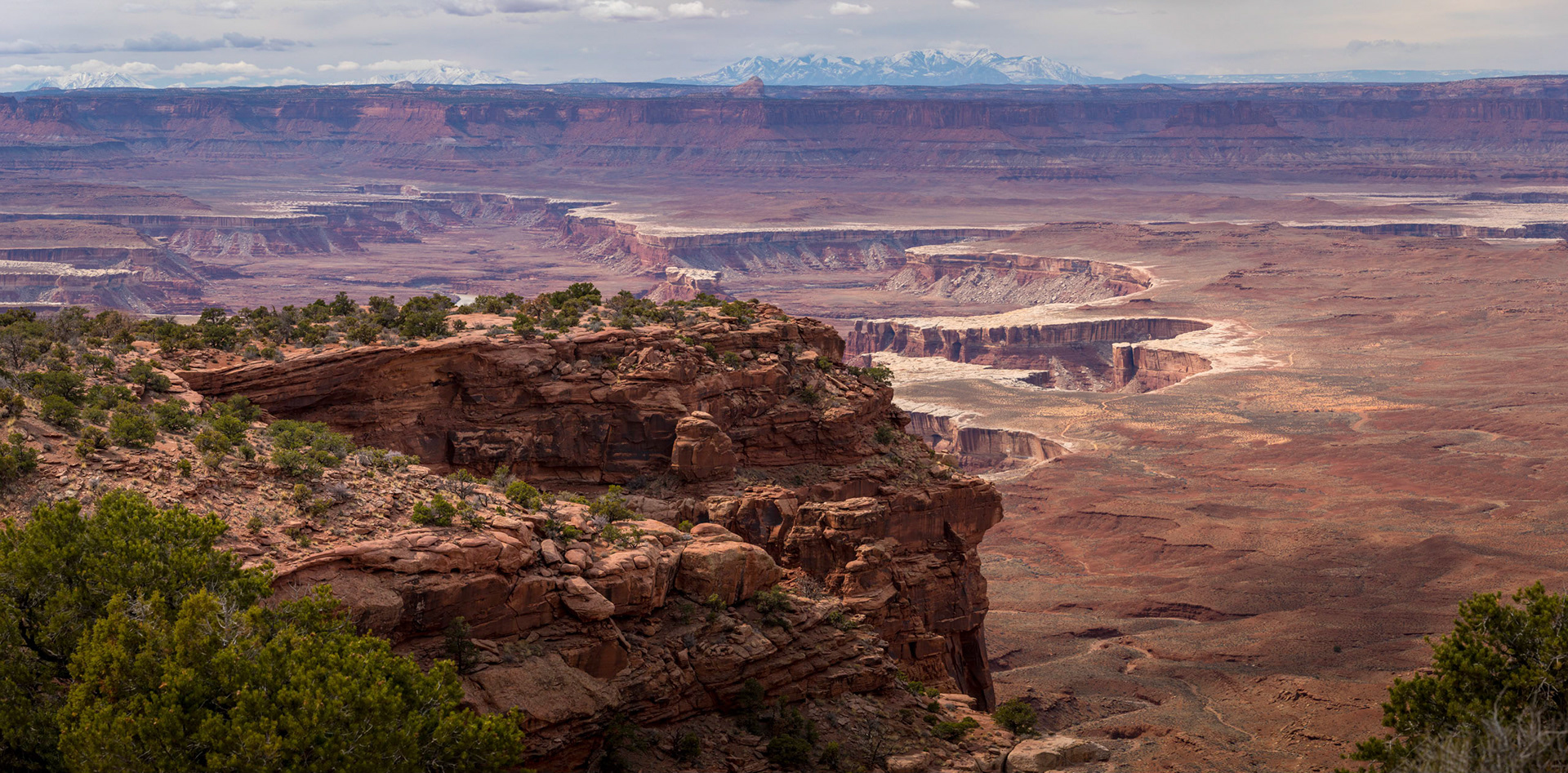 Breathtaking view of White Rim Trail from Candlestick Tower Overlook, Island in the Sky District, Canyonlands National Park, Moab, Utah