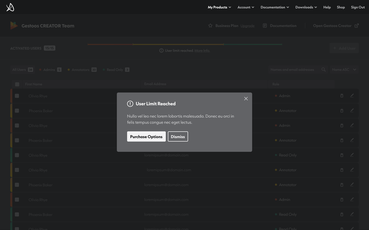 Modal example