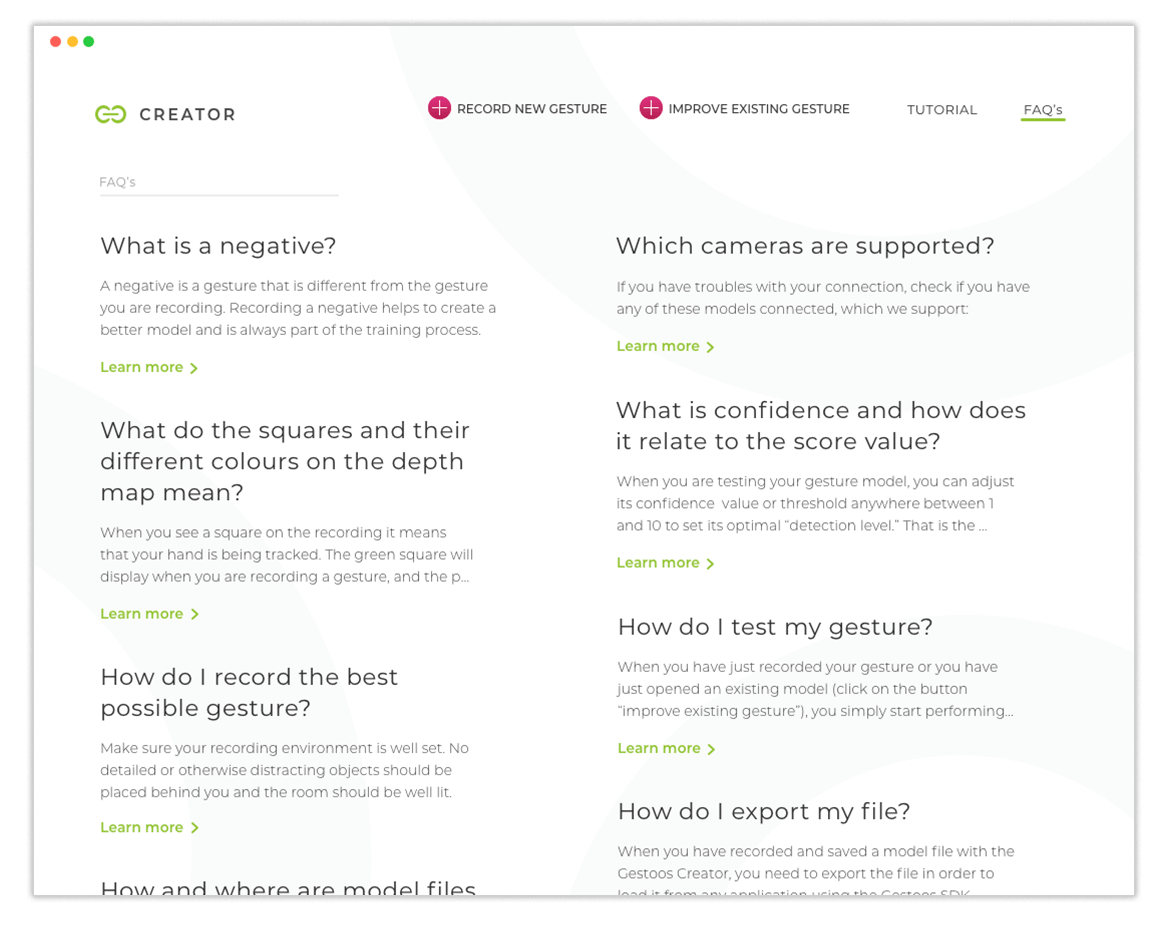 FAQ overview page