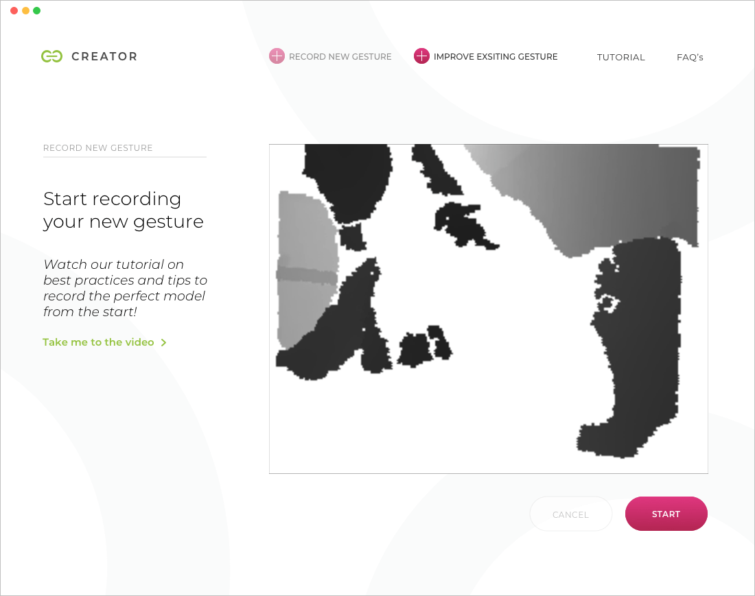 Record a gesture - start screen