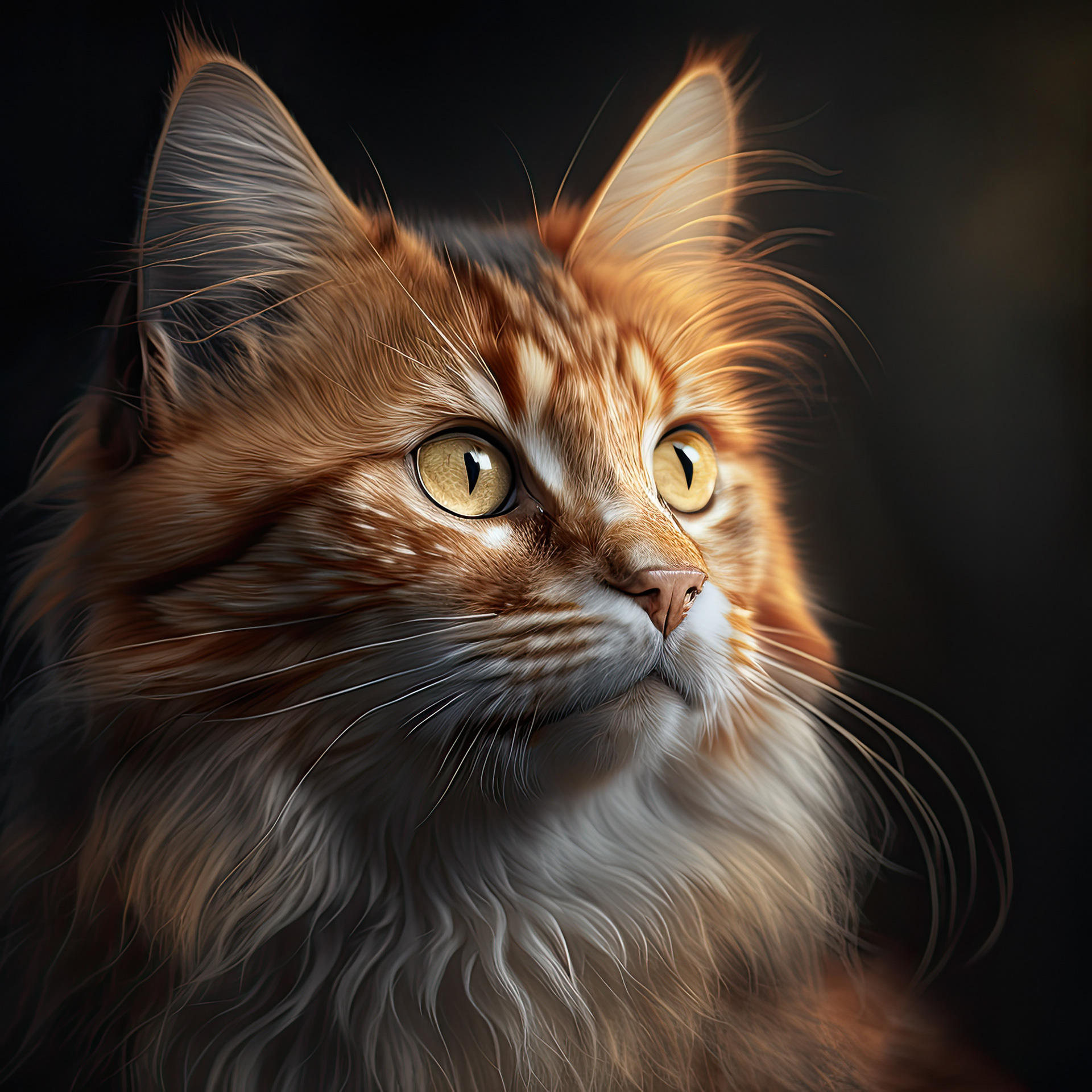 Ginger cat face portrait in high detail