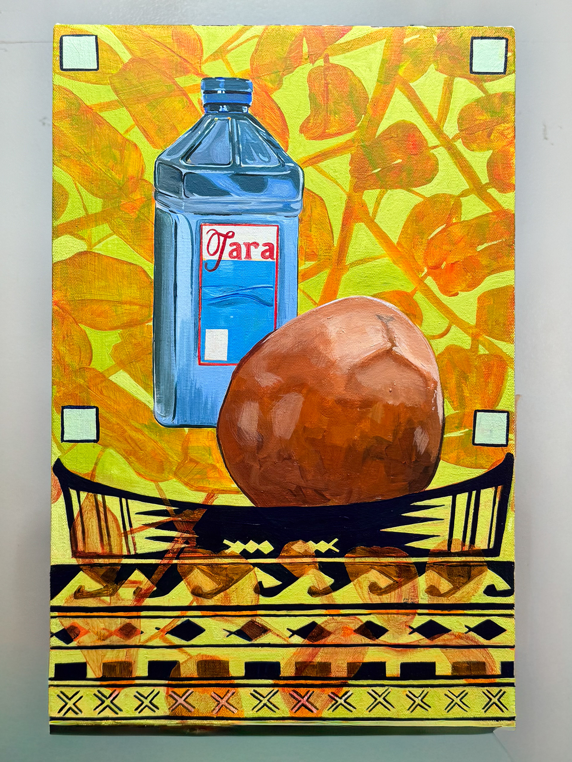 O le vai, le niu, ma le sami  / The water, the young coconut, and the sea, 2026, 12x18" acrylic on canvas