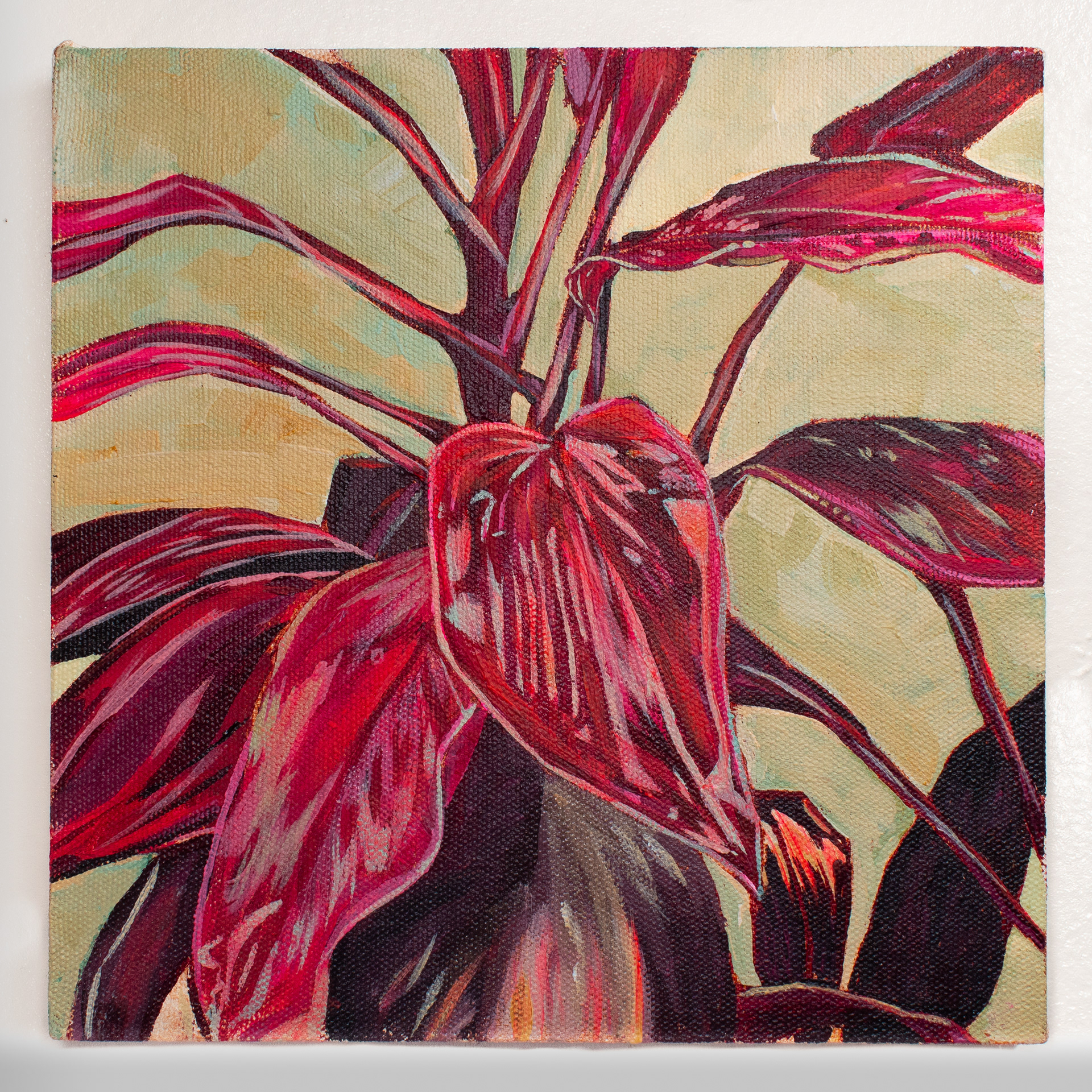Lau ti, 2026, 8x8" acrylic on canvas