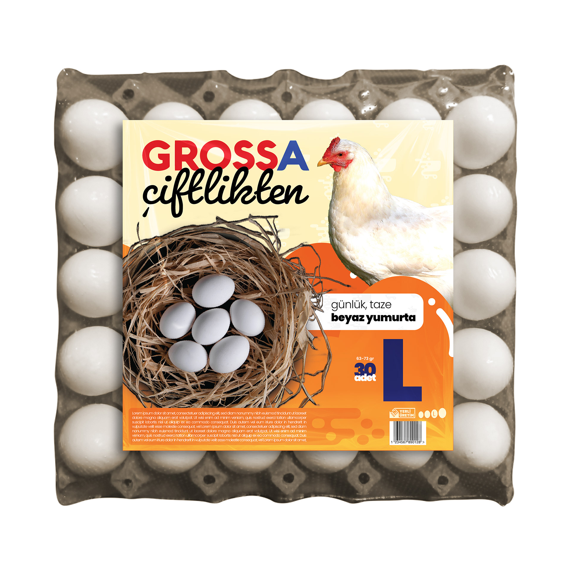 IN-HOUSE BRAND "GROSSA ÇİFTLİKTEN" (MEANING "FROM THE FARM OF GROSSA") EGG BOX DESIGN, 2024