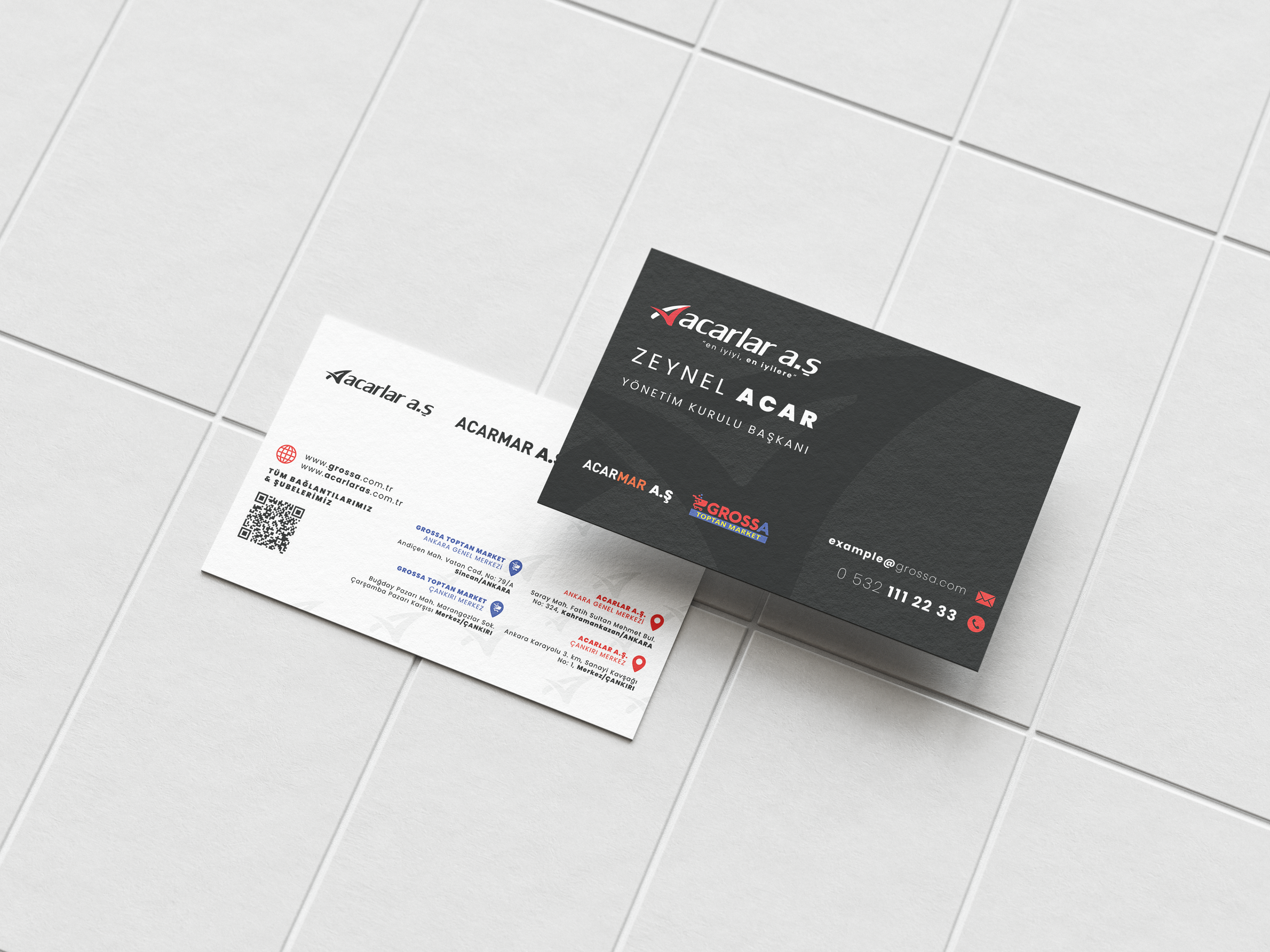 BUSINESS CARD DESIGN FOR THE MANAGEMENT CREW OF THE UPPER COMPANY "ACARLAR A.Ş." AND GROSSA, 2024