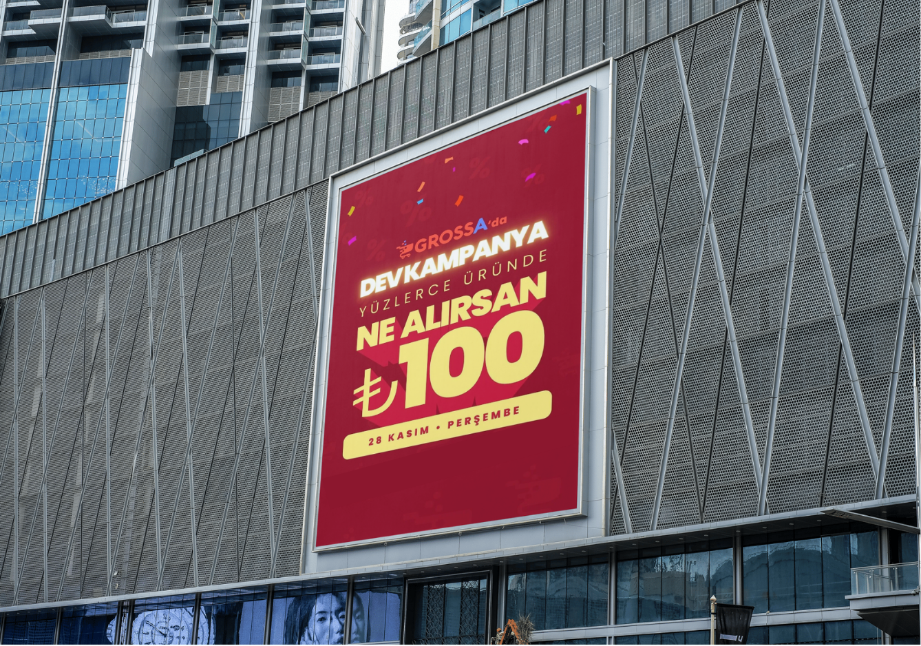 "EVERYTHING'S ₺100" SALE AD CAMPAIGN BILLBOARD AND LARGE PRINT DESIGN, 2024