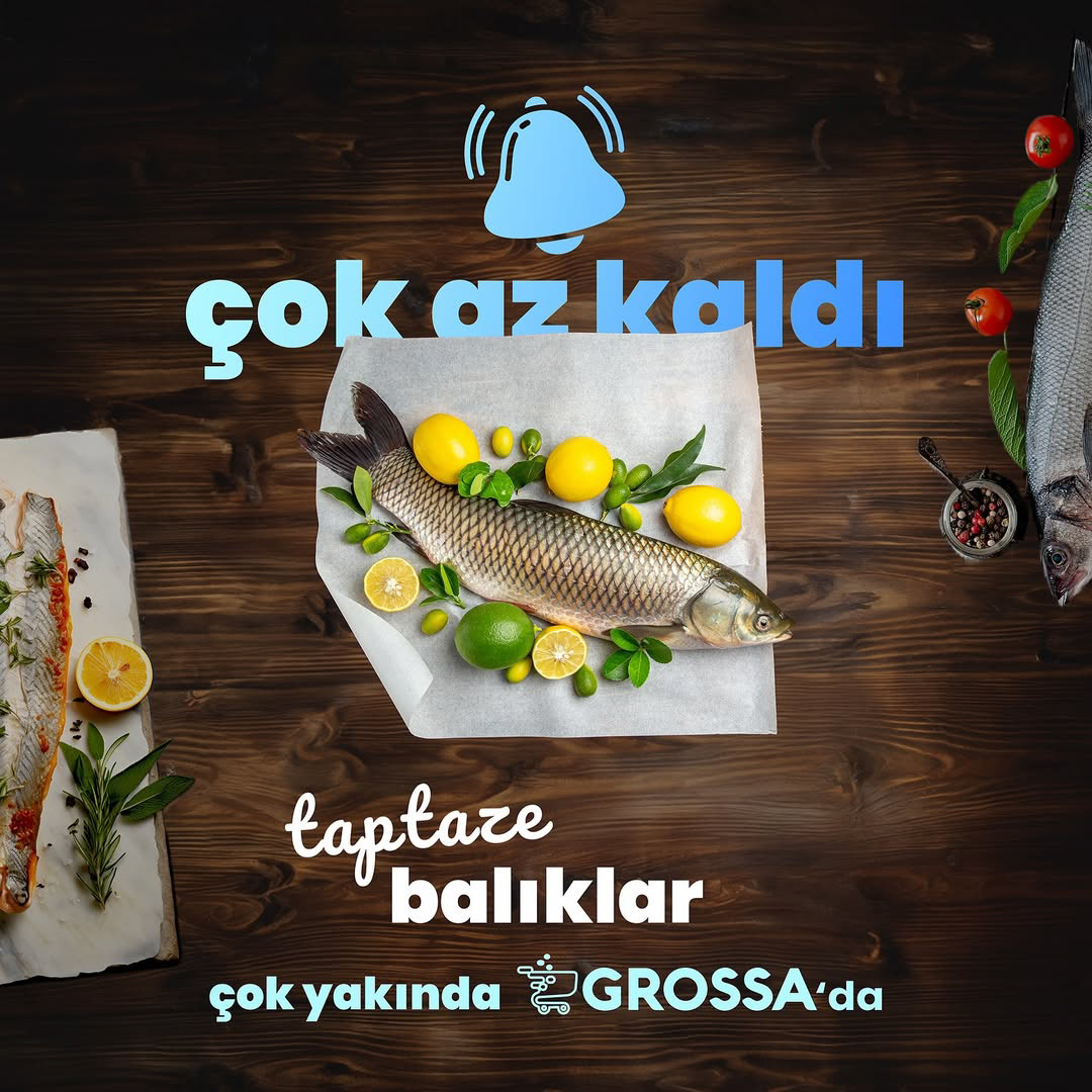 "GROSSA #TAPTAZE BALIK SEZONU AÇILIYOR" (GROSSA #SoFRESH FISH SEASON'S OPENING) AD CAMPAIGN DIGITAL POSTER DESIGN FOR GROSSA, 2024