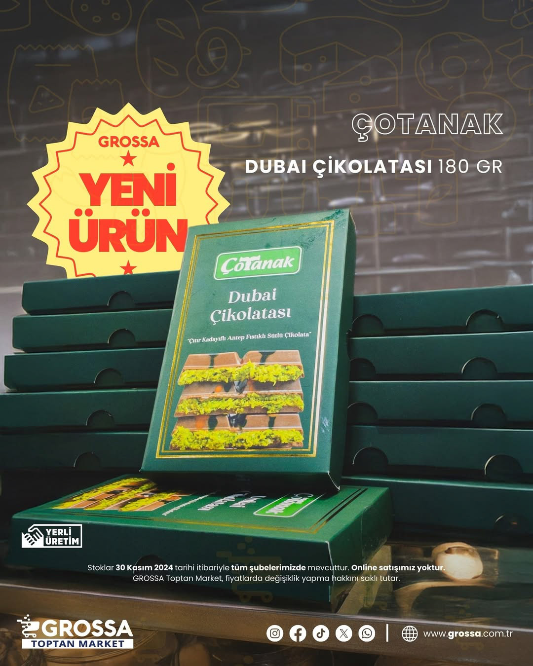 "NEW PRODUCT!" AD CAMPAIGN FOR "ÇOTANAK DUBAI CHOCOLATES" PRODUCT PHOTOGRAPHY & POST DESIGN, 2024