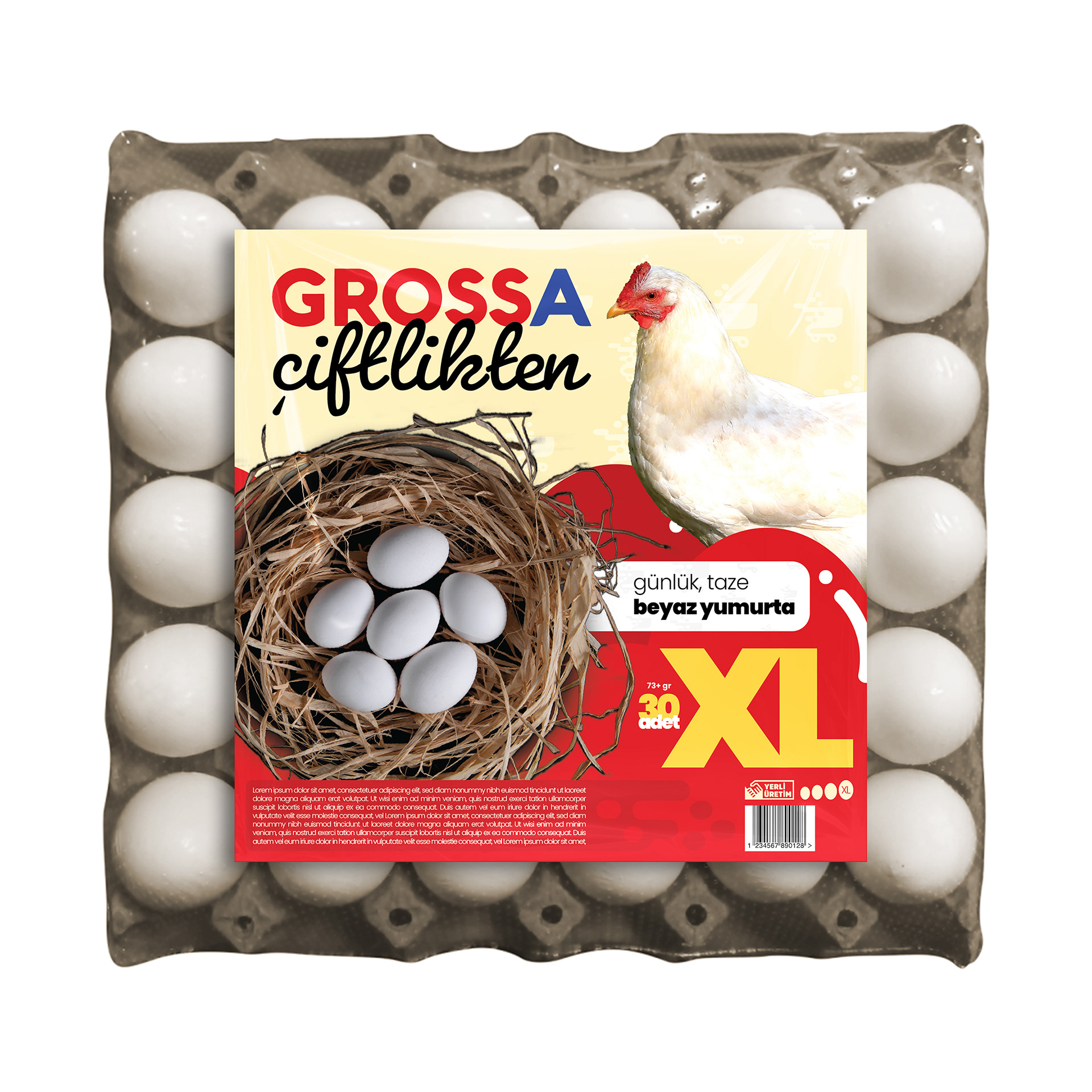 IN-HOUSE BRAND "GROSSA ÇİFTLİKTEN" (MEANING "FROM THE FARM OF GROSSA") EGG BOX DESIGN, 2024