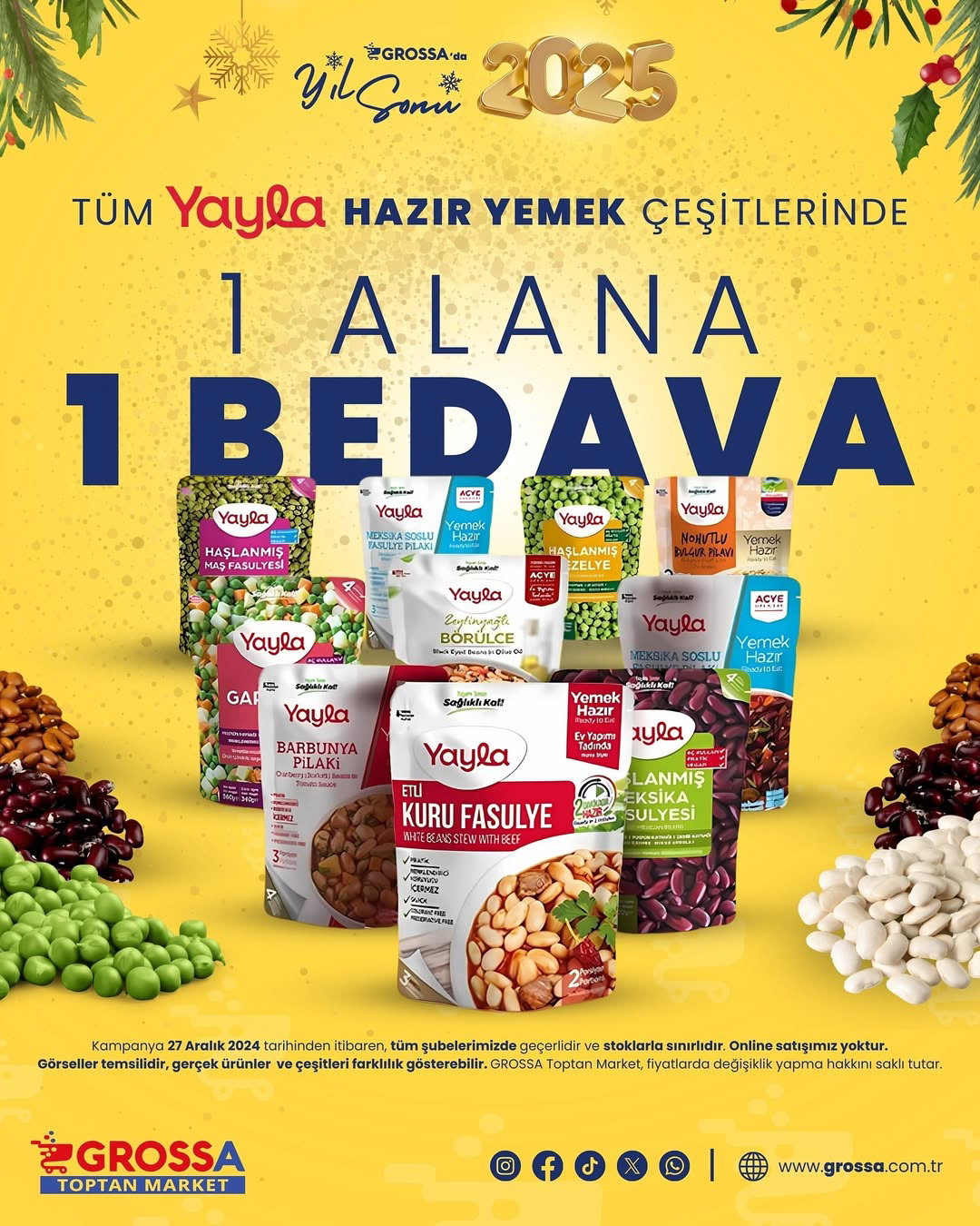 "YAYLA - 1 ALANA 1 BEDAVA" (BUY 1, GET 2) AD CAMPAIGN DIGITAL POSTER DESIGN FOR GROSSA, HOLIDAY SEASON 2024