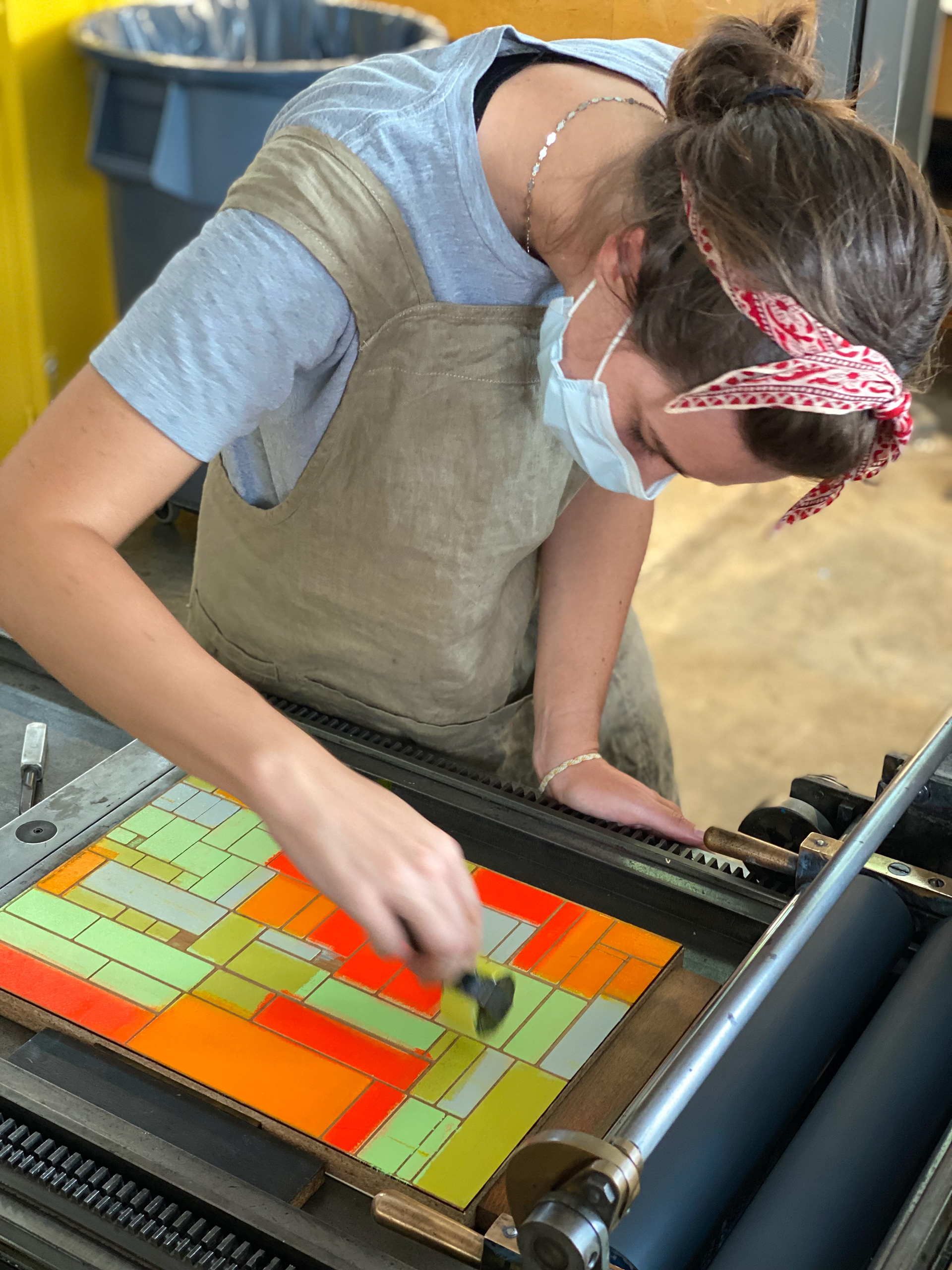Hand inking the block defeats the purpose of the press a bit, but the results were great and only 1 custom printing block needed to be made. 