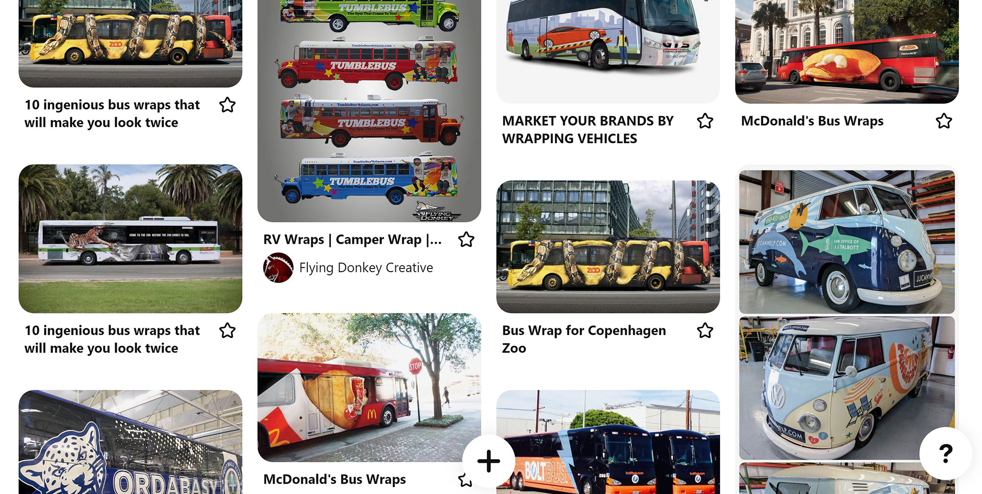 Screenshot of Pinterest board containing inspirational ideas
