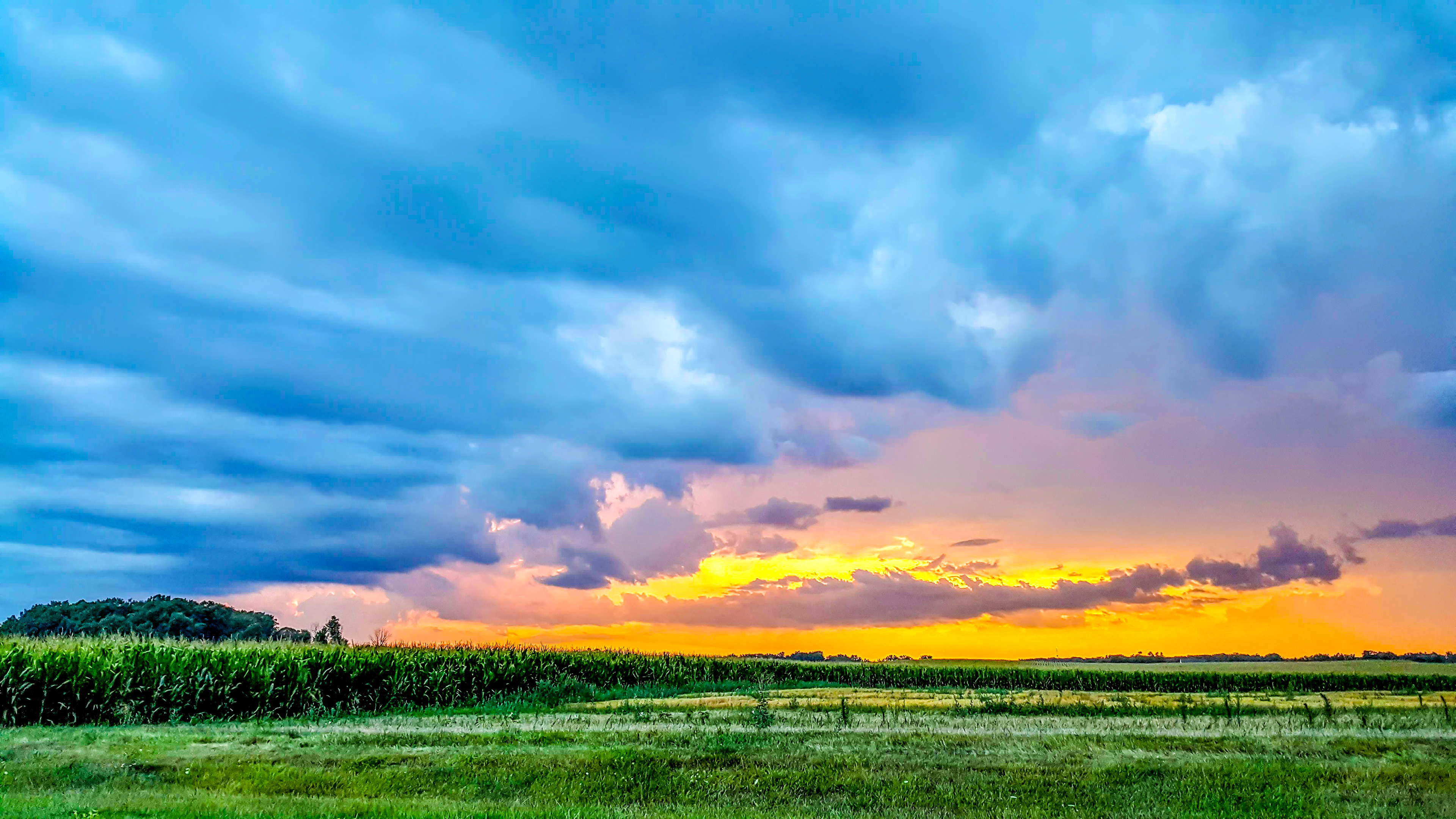 Caress of Cloud: A carrying cloud hugs her burning horizon (East Lansing, MI)