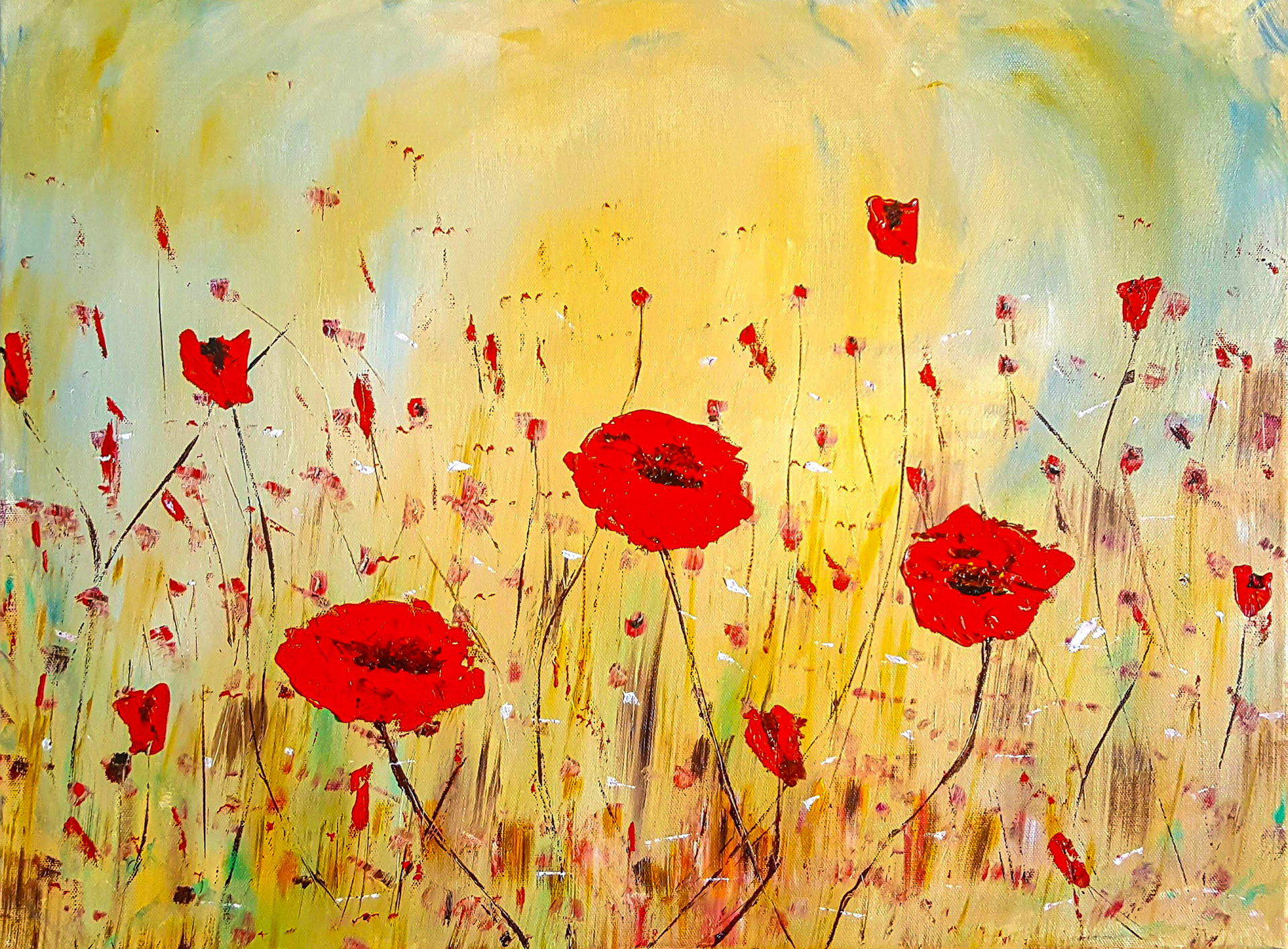 Viscous Imagination (Poppy Field, Painting by Preetha Biswas, Okemos, MI)