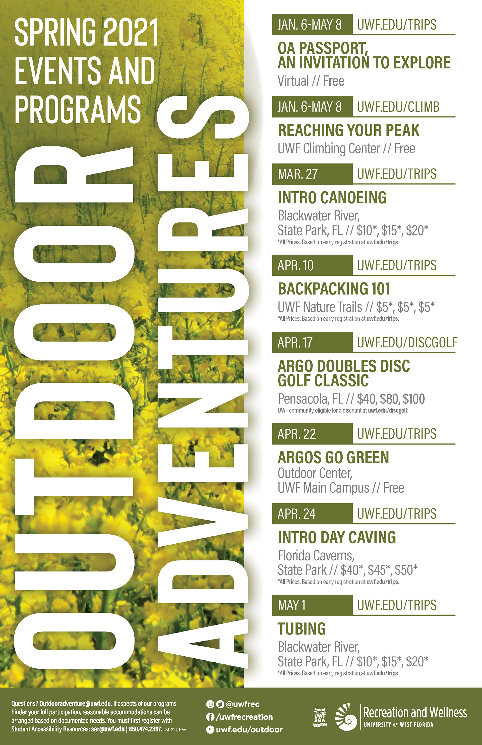 Spring events calendar