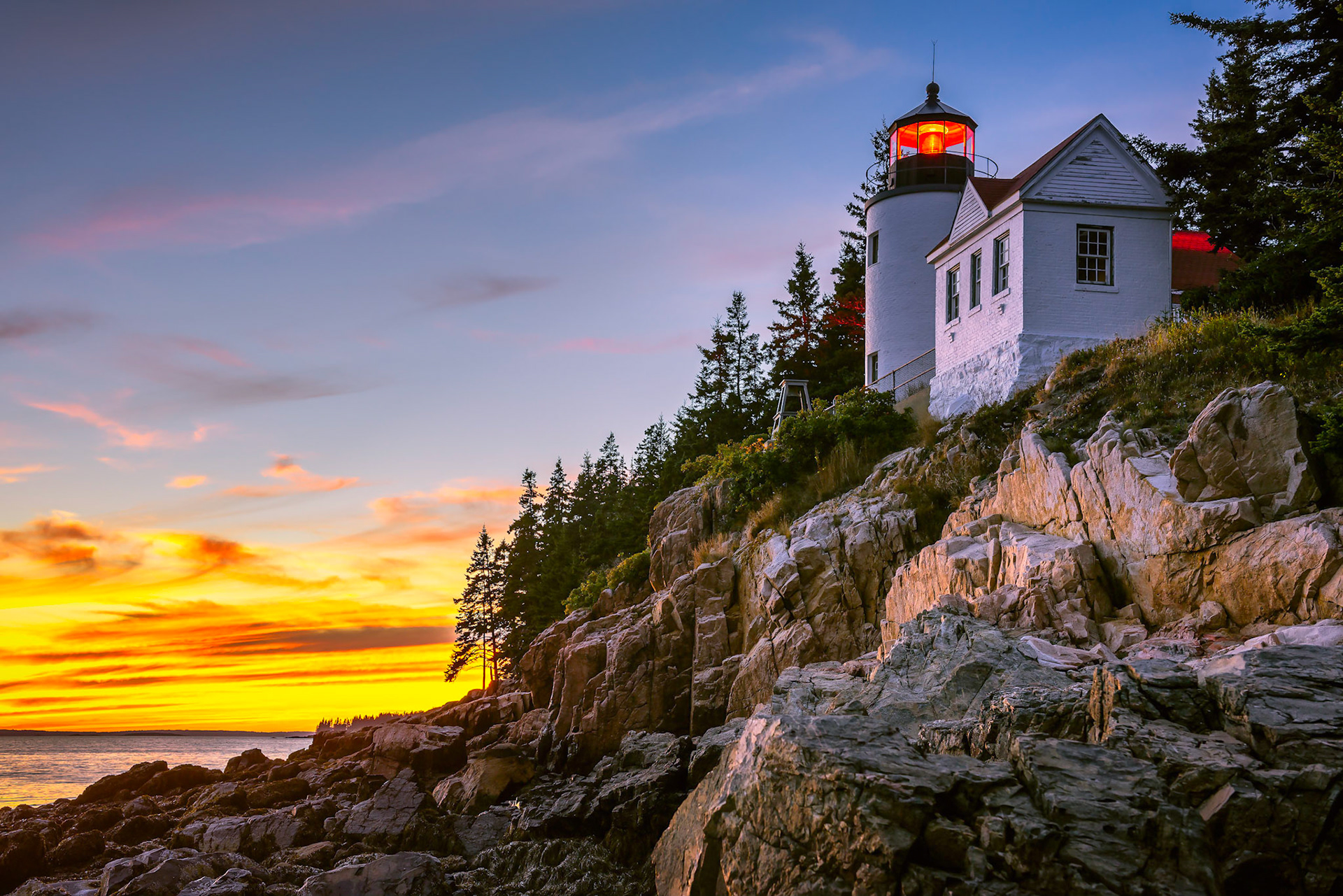 Standing on the edge, A welcome sign for captains, Bass Harbor Head Light