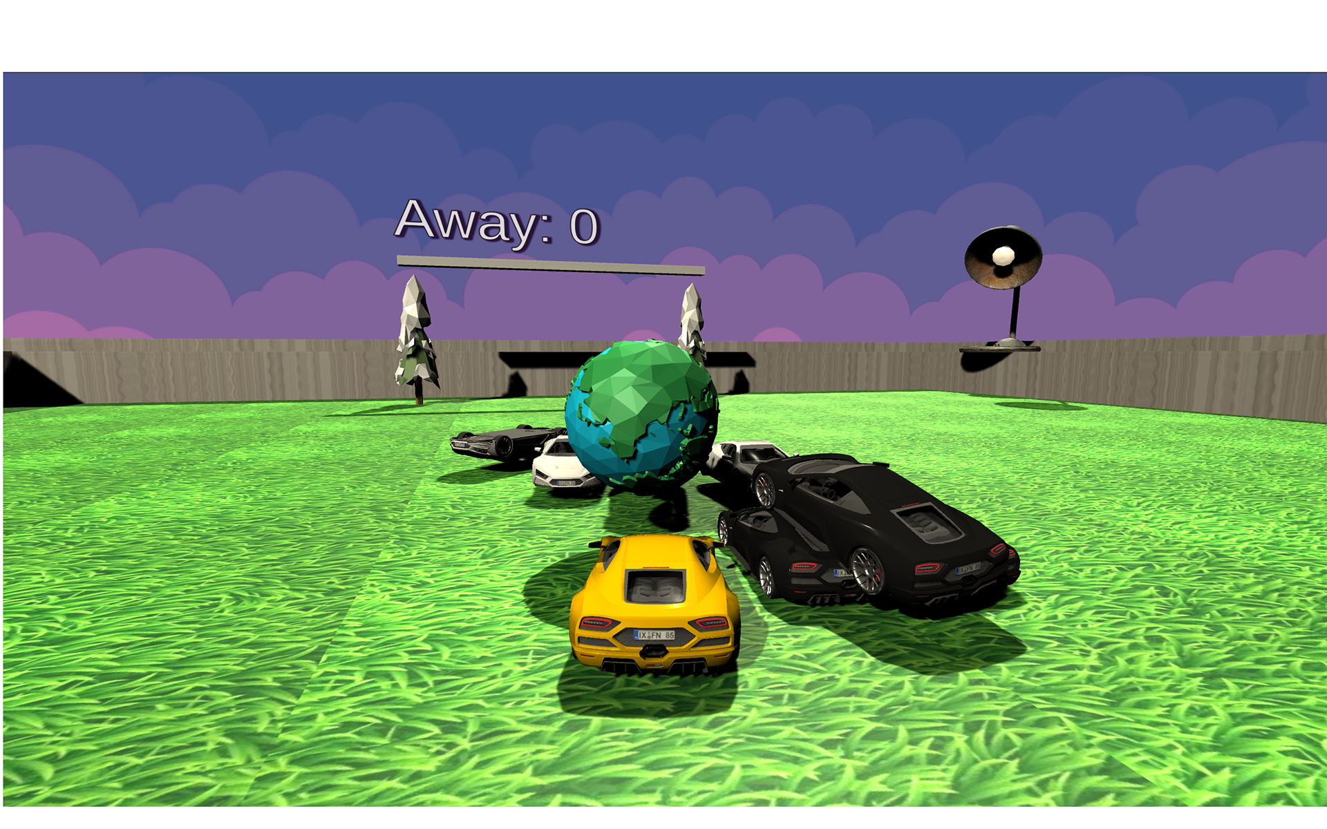 Cars rushing in mid-field