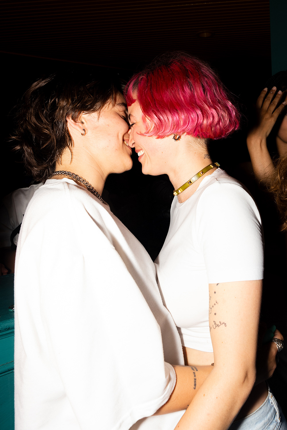 Guests embrace on the dance floor during the first UHAUL, a lesbian dating party, at Honey's LA on May 16th, 2024.