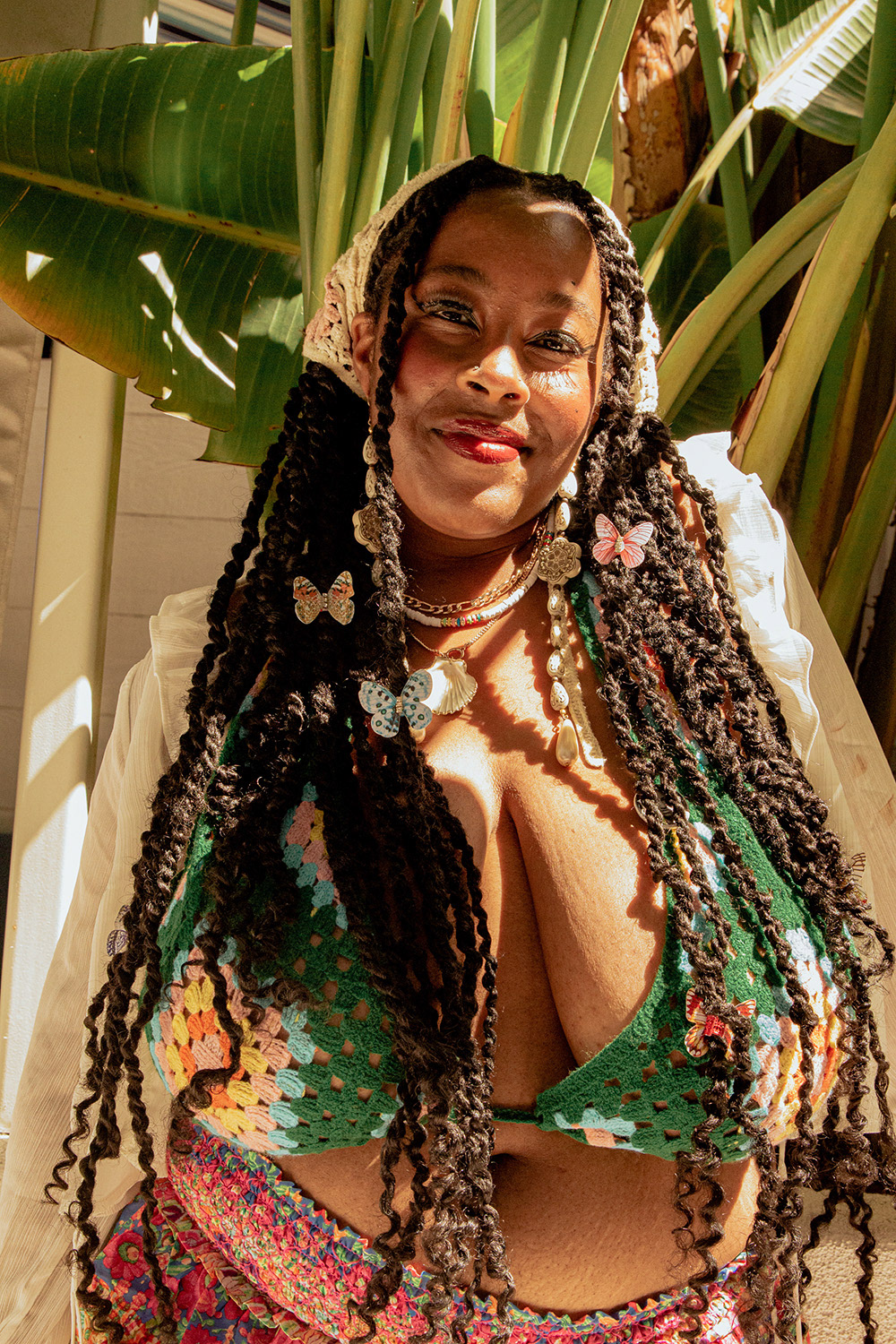 Monaliese-Rose poses for a portrait at CutiesLA Casual: A Queer Day Party. May 7th, 2023.