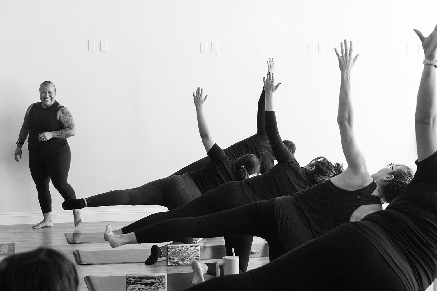 Amanda Martinez (she/her), operations director and instructor at My Comunidad, leads a vinyasa yoga flow to raise funds for the business’ permanent space. The studio aims to foster equitable access to yoga in Southeast Los Angeles.