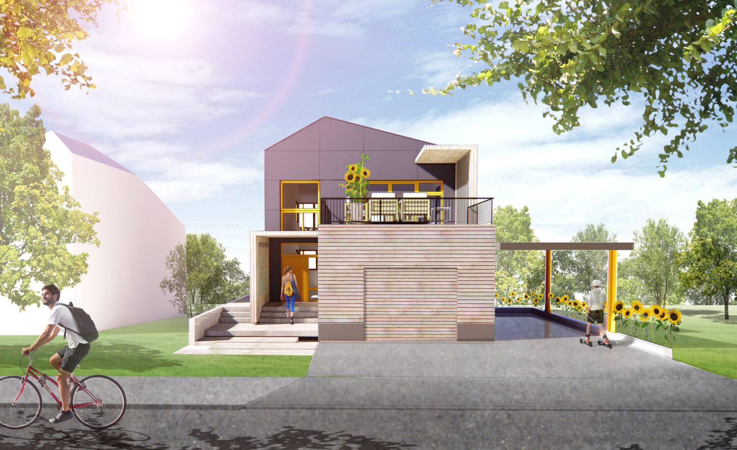 Front face of Sunflower Passive House. Dundas, Ontario