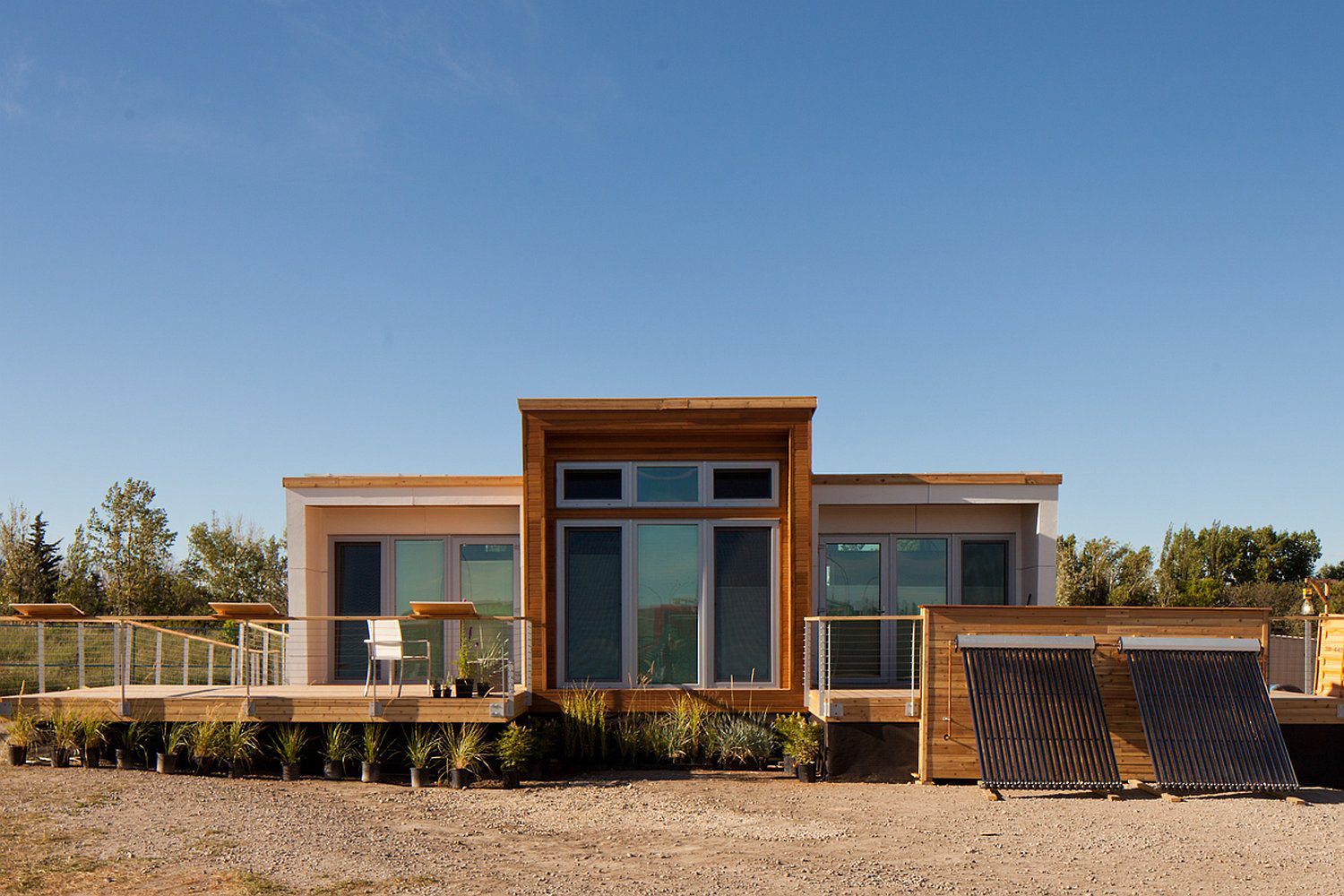 Front View of Borealis. Solar Decathlon 2013 Net Zero House.