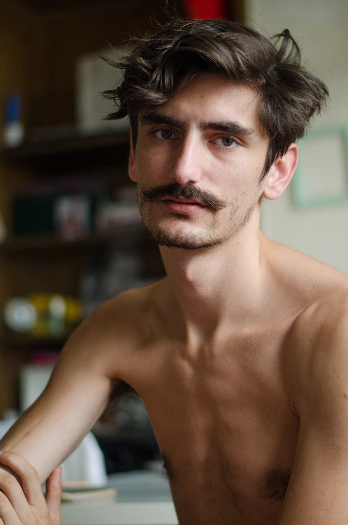 Turkish boy with moustache without shirt. Portrait, male, nude. Menino turco de bigode sem camisa. Retrato, fotografia, homem, nudez, masculina, Chico Morais