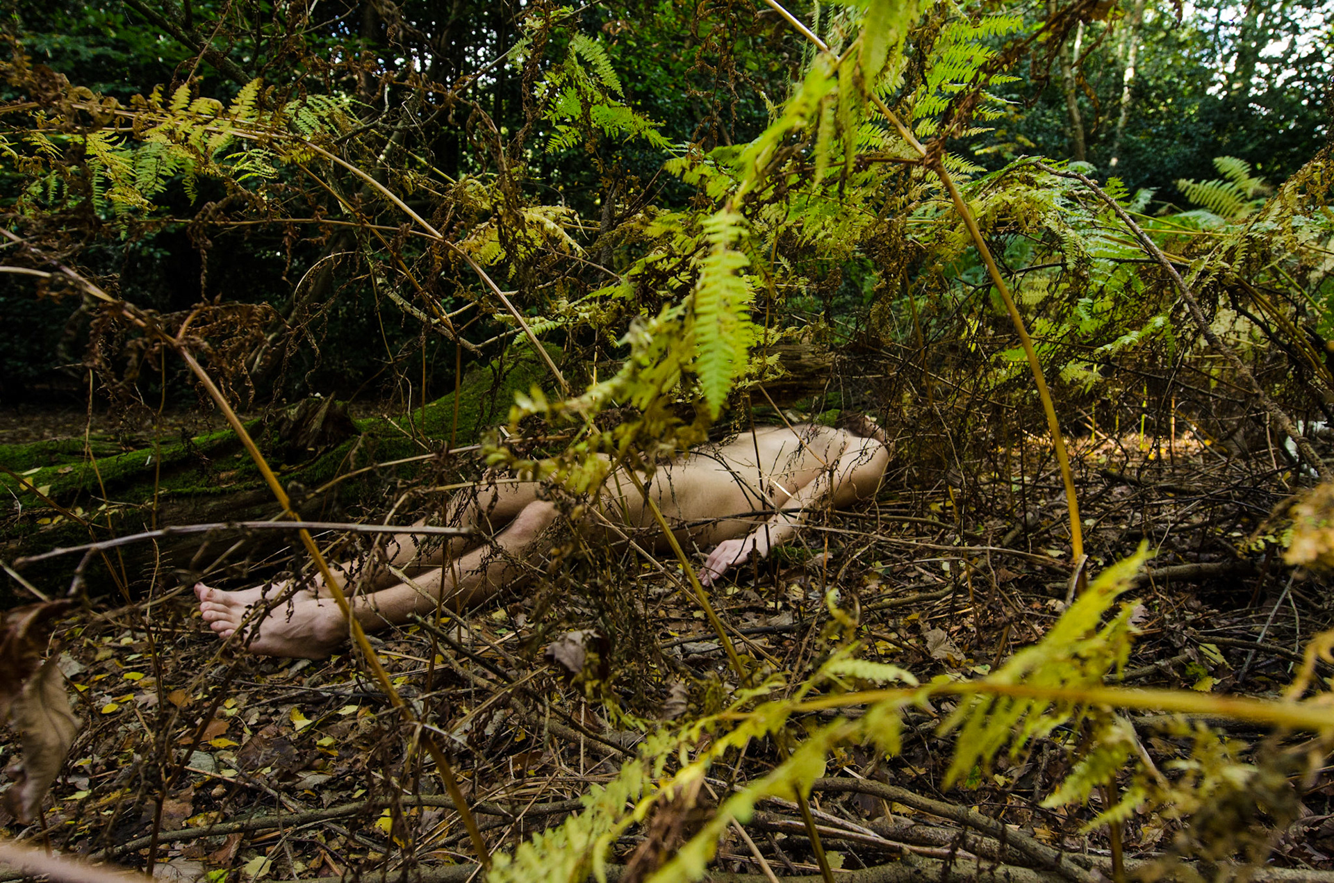 Naked male body lies on the ground among the nature. Corpo masculino deitado no chão no meio da natureza. nudity, nude, man, portrait, hairy, beard. Nudez masculina, homem, pelado, barba, peludo, retrato, nu.