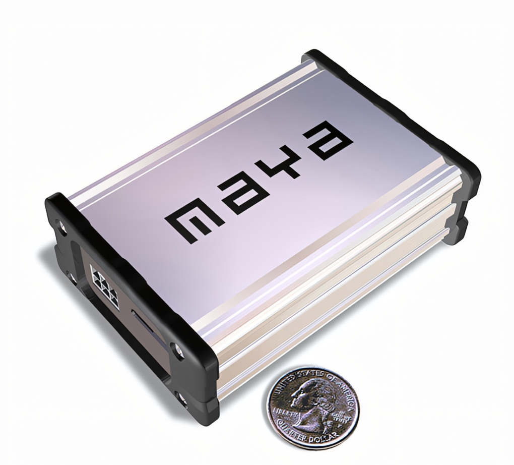 Compact tracking unit, shown at scale