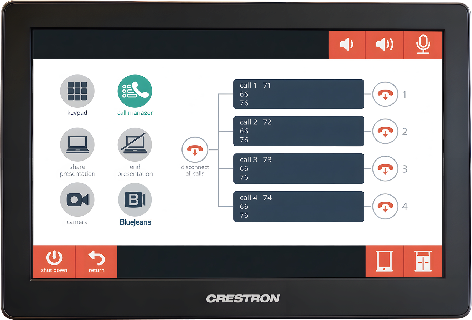 Call Manager — call handling interface.