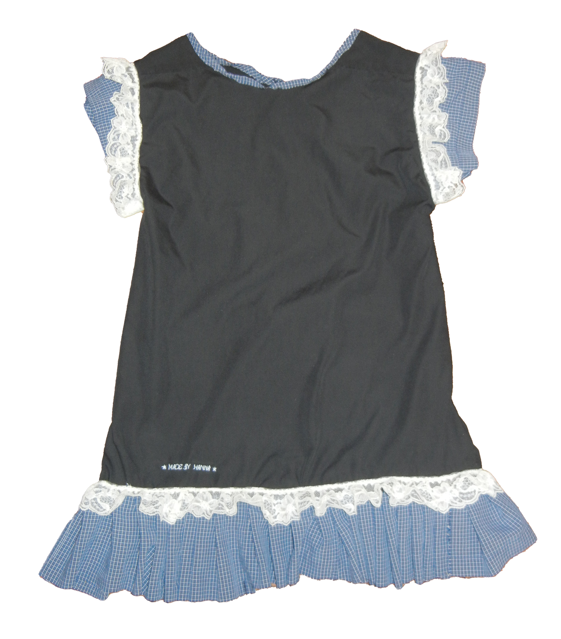 upcycled dress from two button down shirts & lace