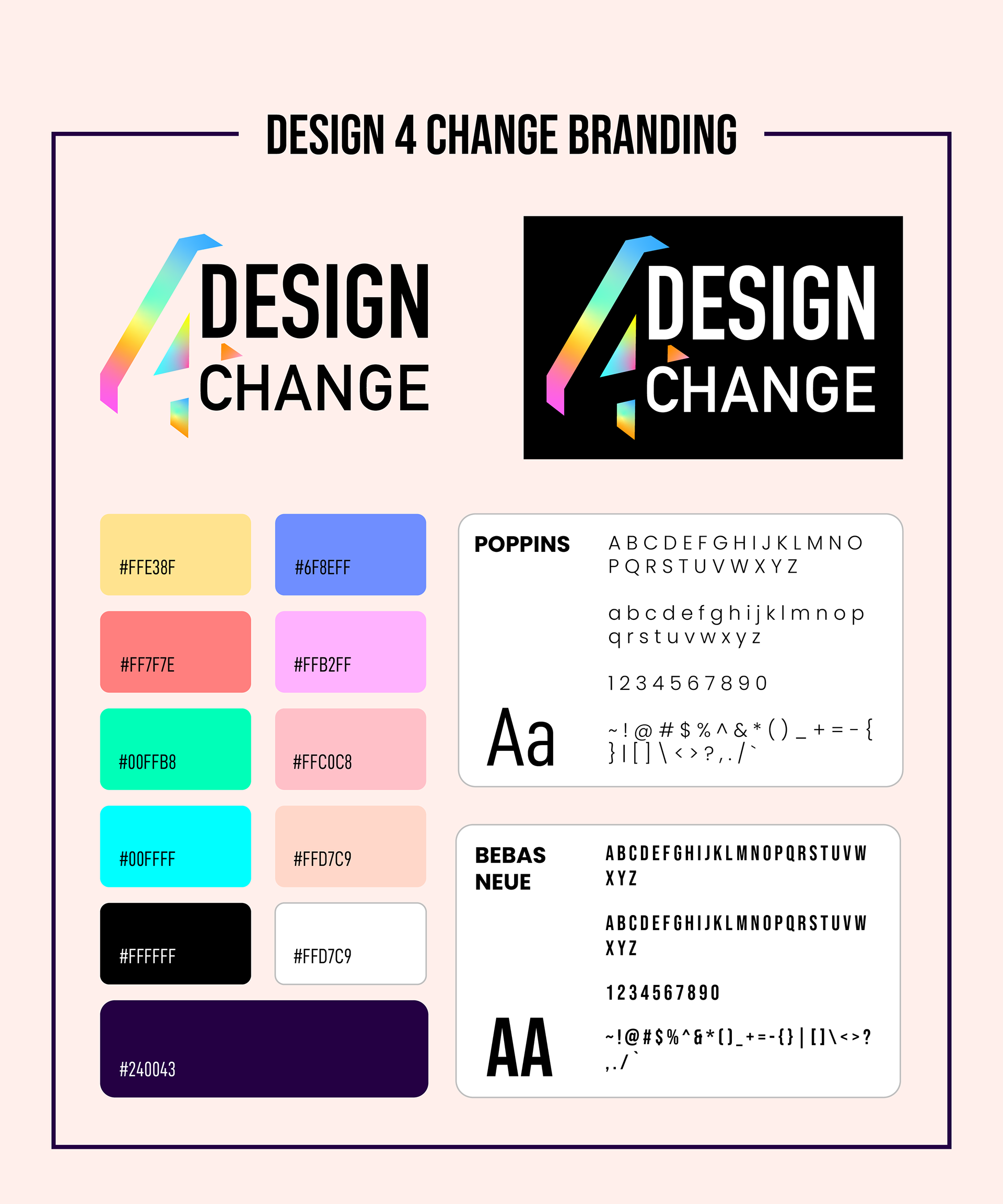 Logo design, colour palette, typography